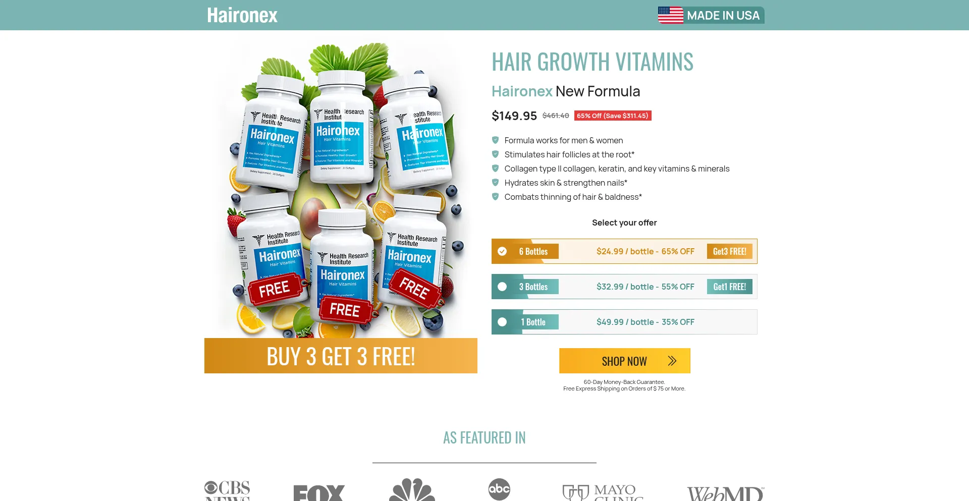 Website screenshot of Haironex.com