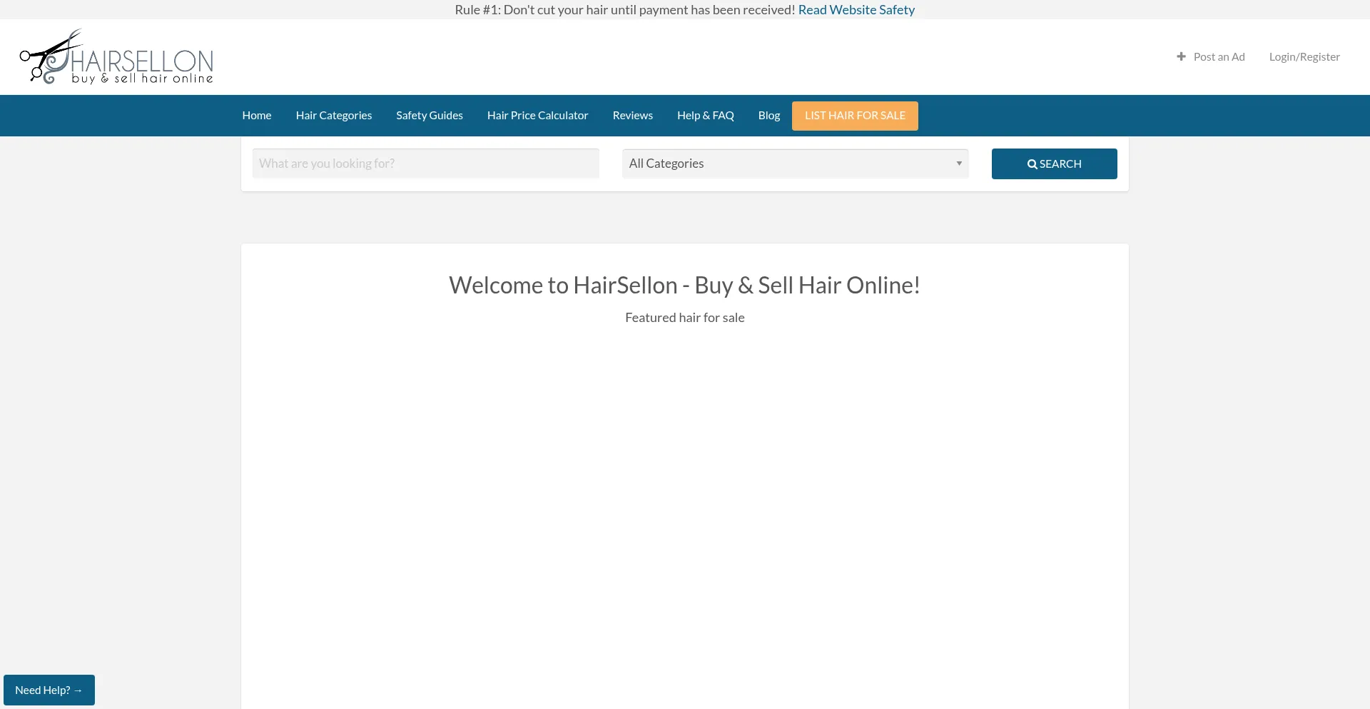 Website screenshot of Hairsellon.com