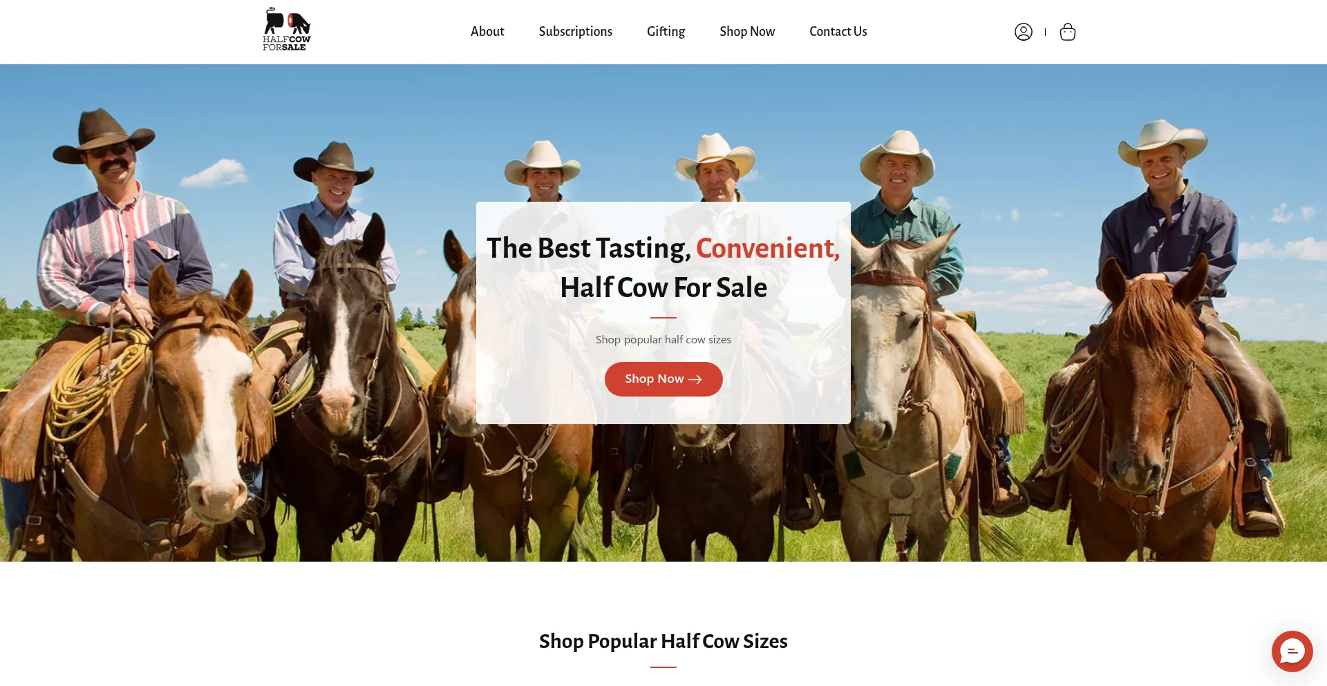 Website screenshot of Halfcowforsale.com