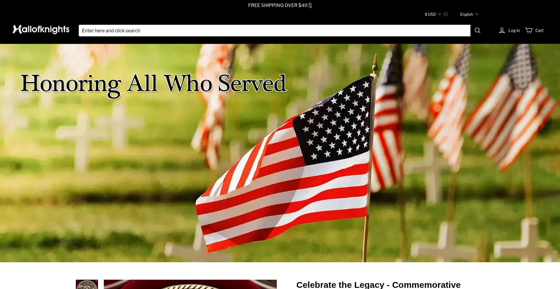 Website screenshot of Hallofknights.com