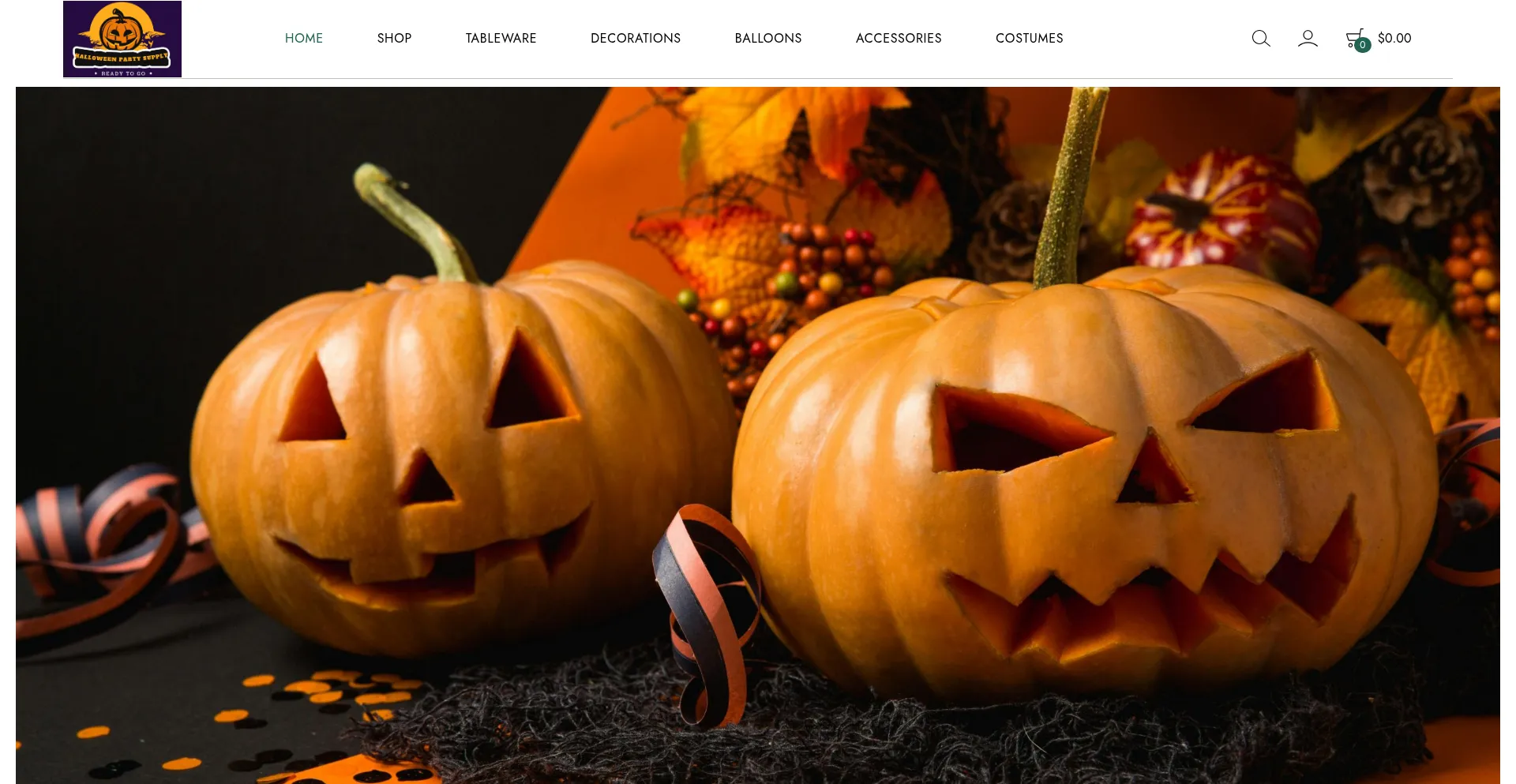Website screenshot of Halloweenpartysupply.com