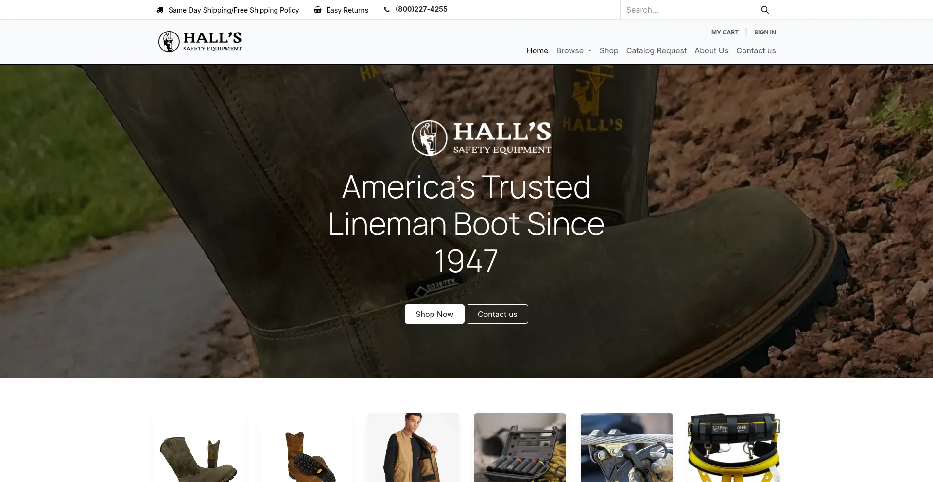 Website screenshot of Hallssafety.com