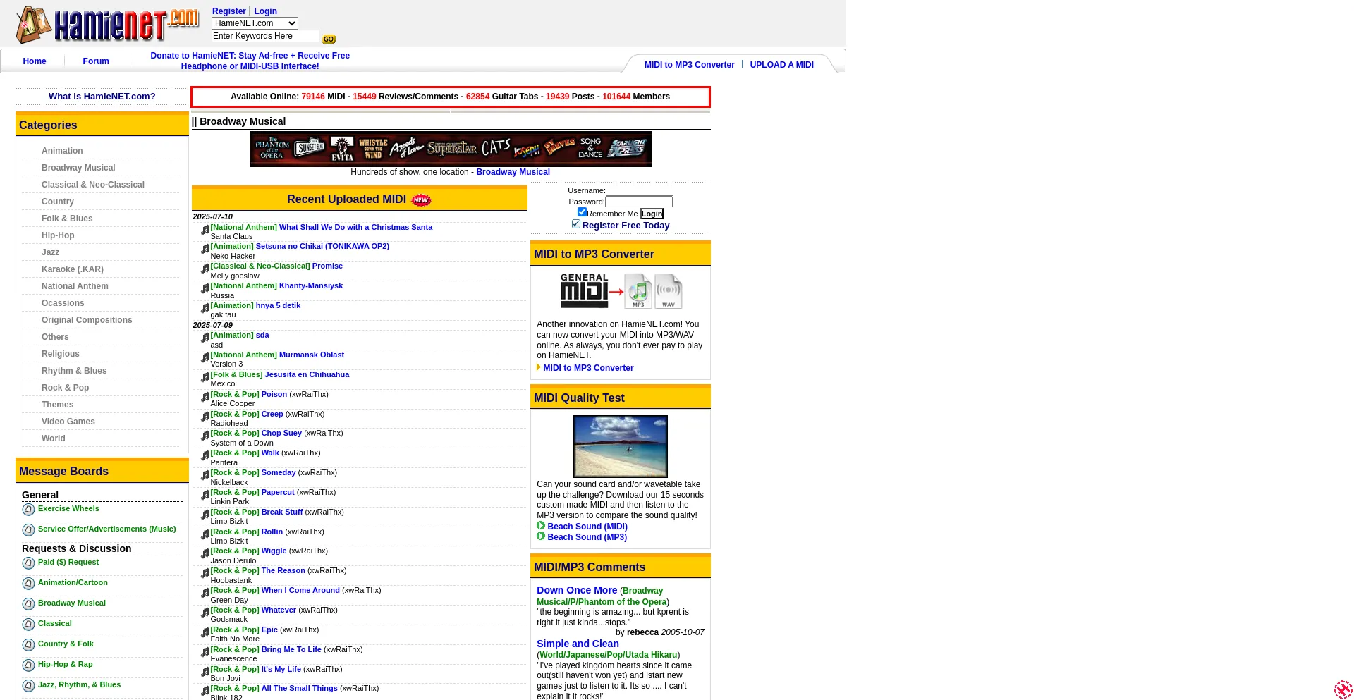 Website screenshot of Hamienet.com