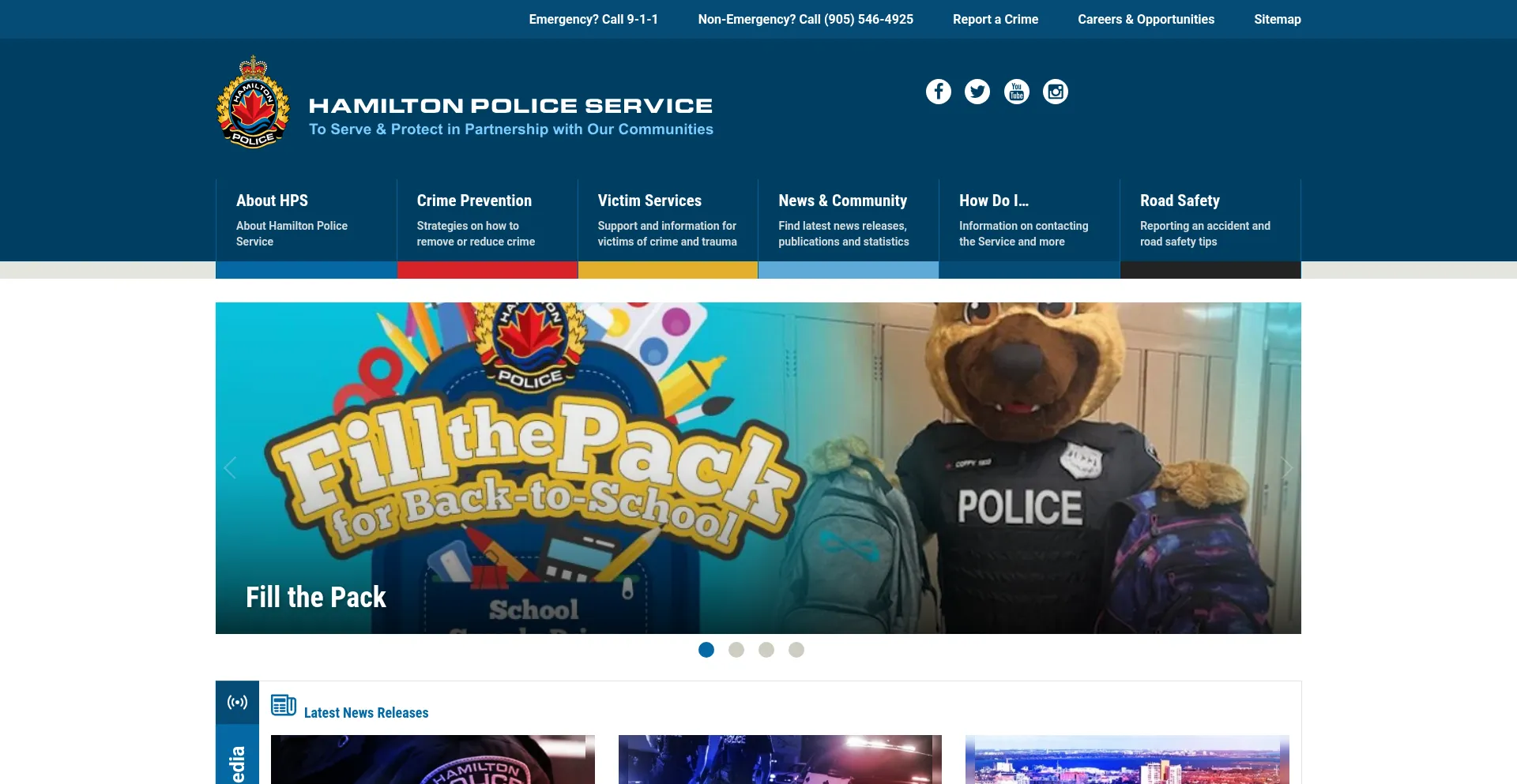 Website screenshot of Hamiltonpolice.on.ca