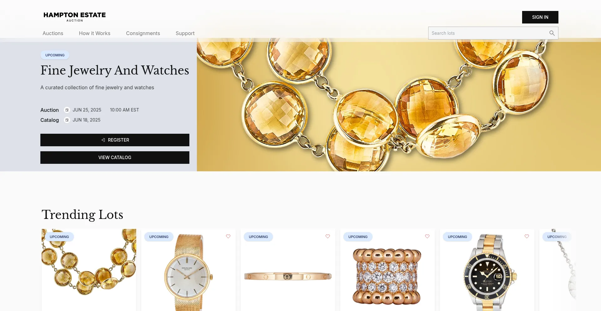 Website screenshot of Hamptonauction.com