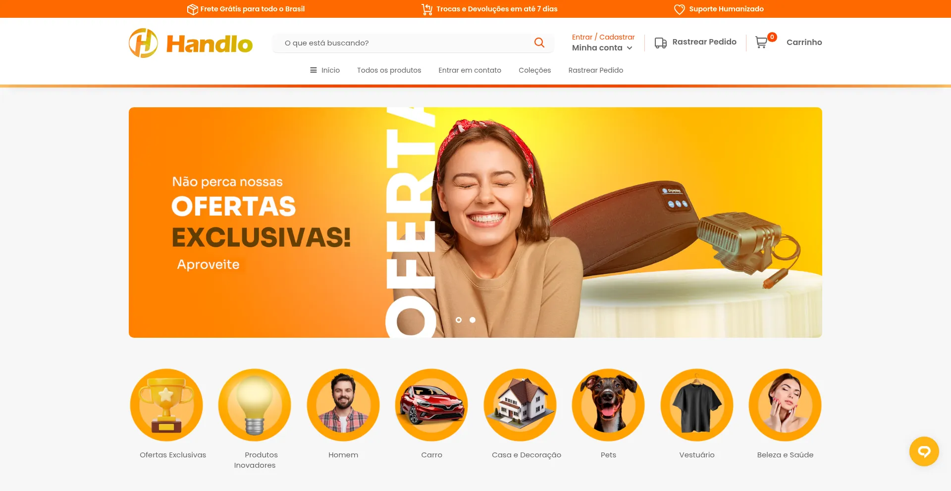 Website screenshot of Handlo.com.br