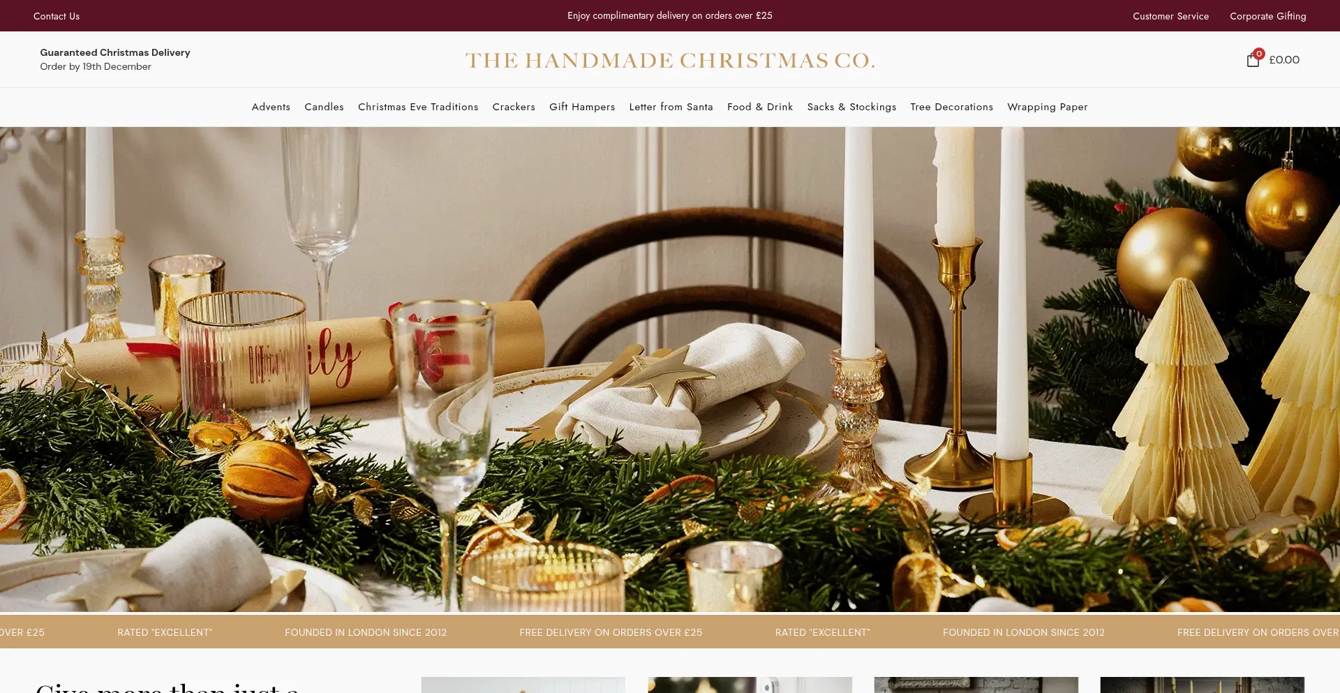 Website screenshot of Handmadechristmasco.co.uk