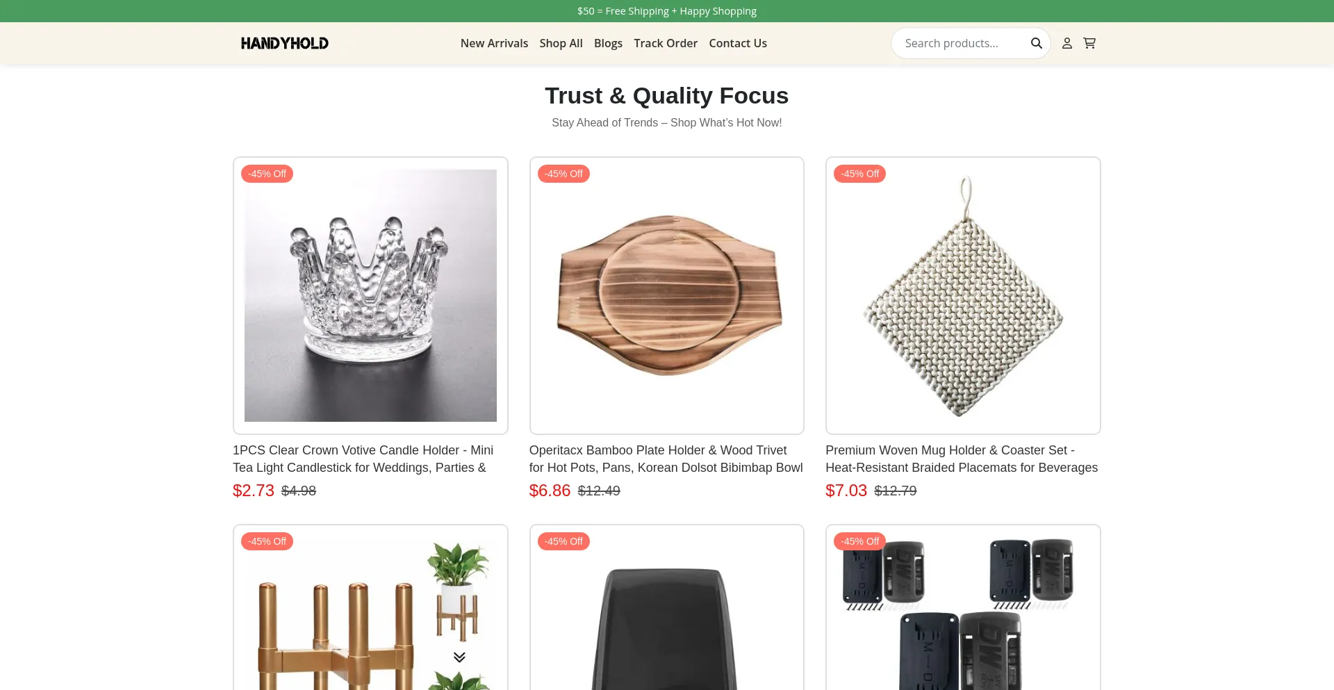 Website screenshot of Handyholder.shop