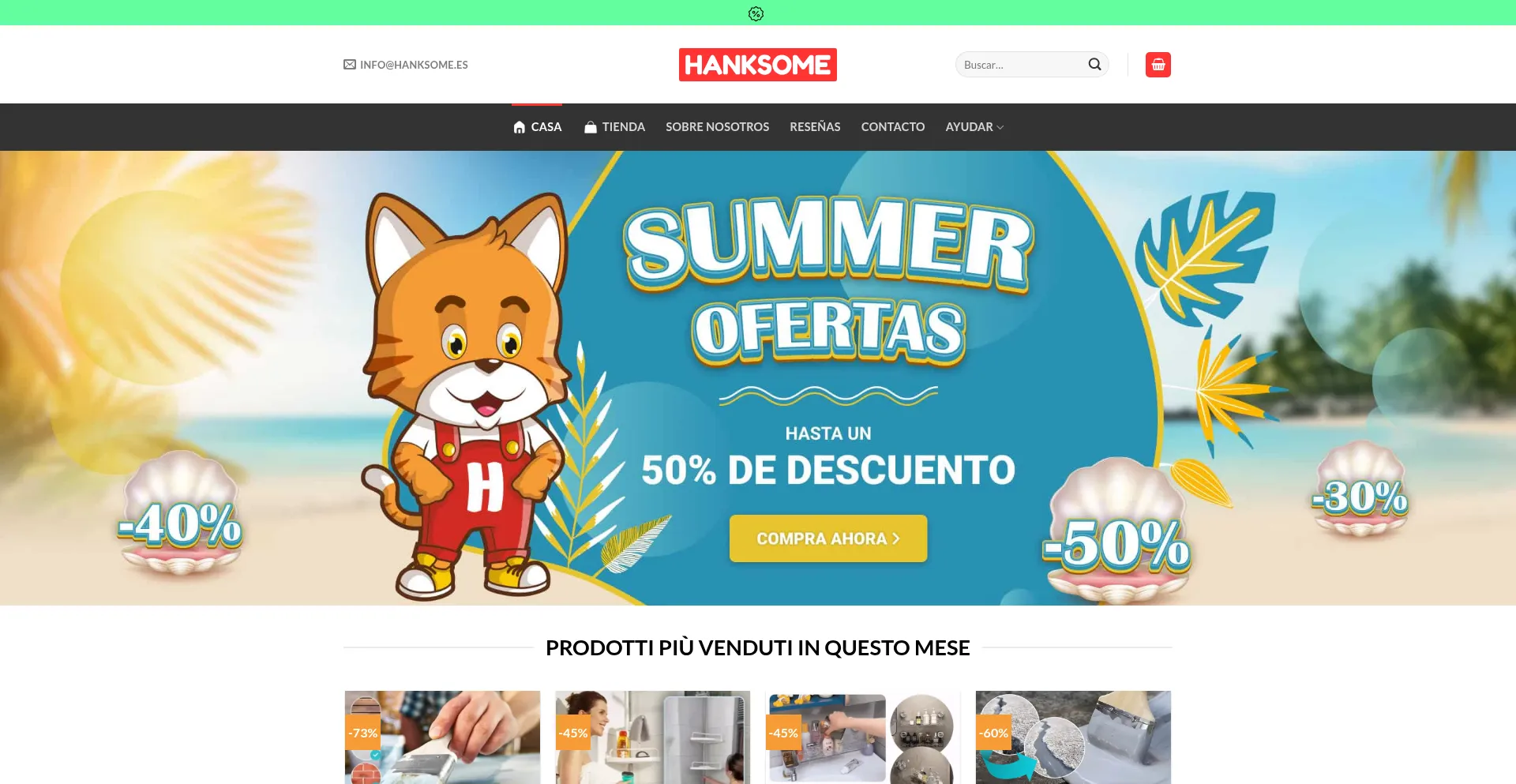 Website screenshot of Hanksome.es