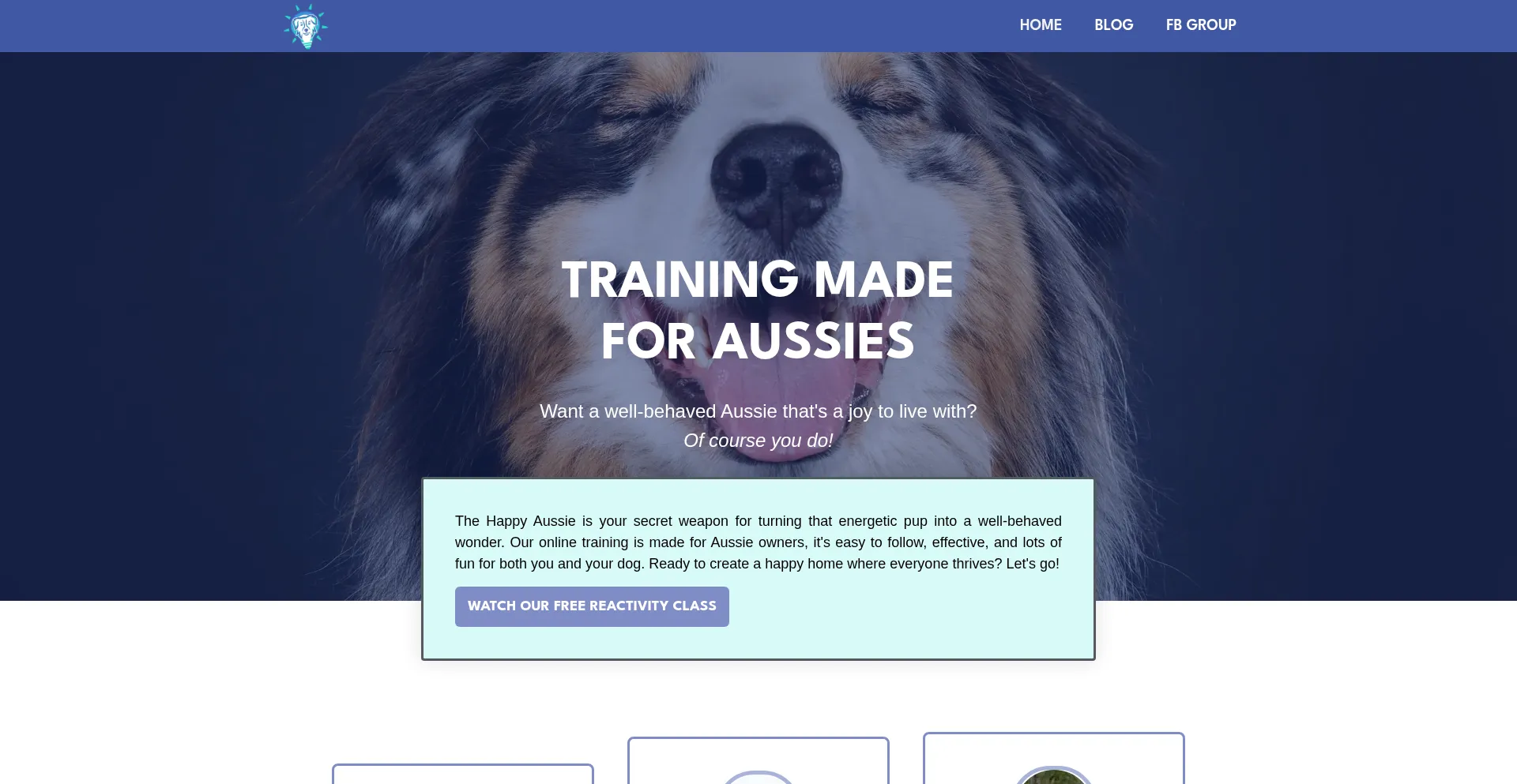 Website screenshot of Happyaussie.com
