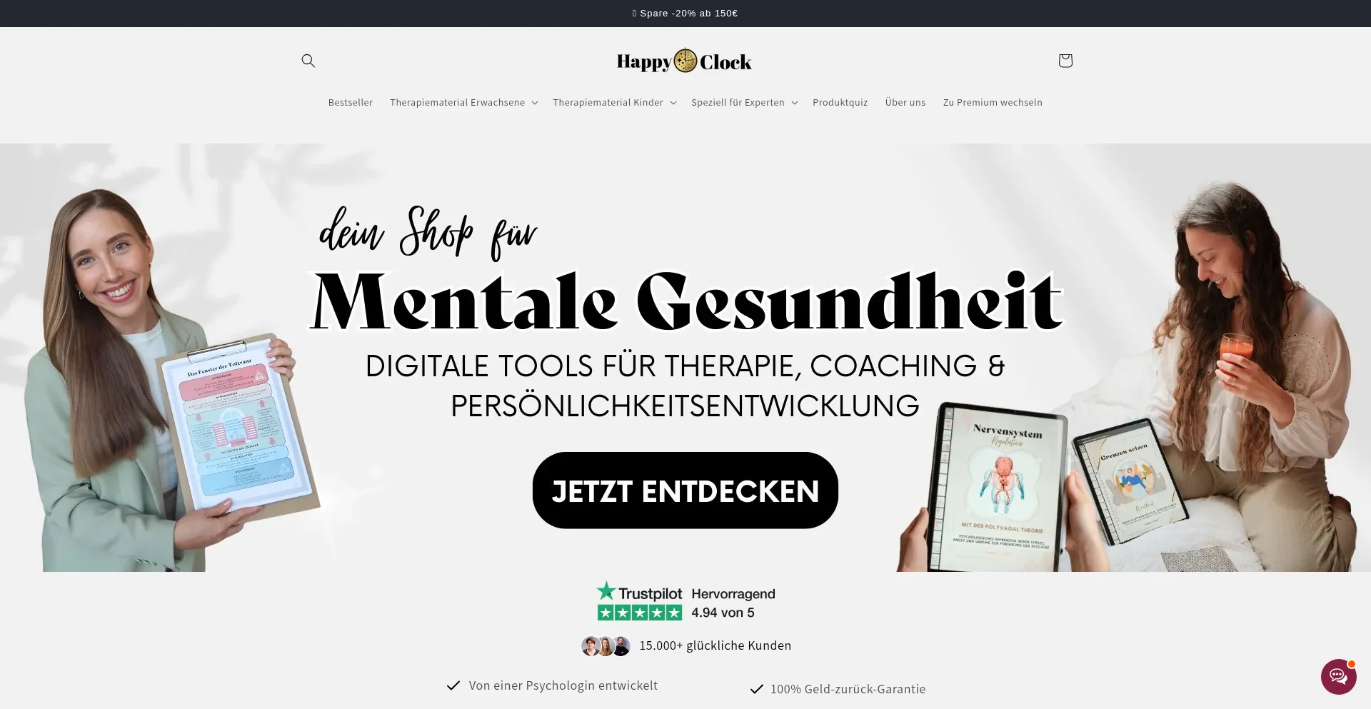 Website screenshot of Happyoclock.de