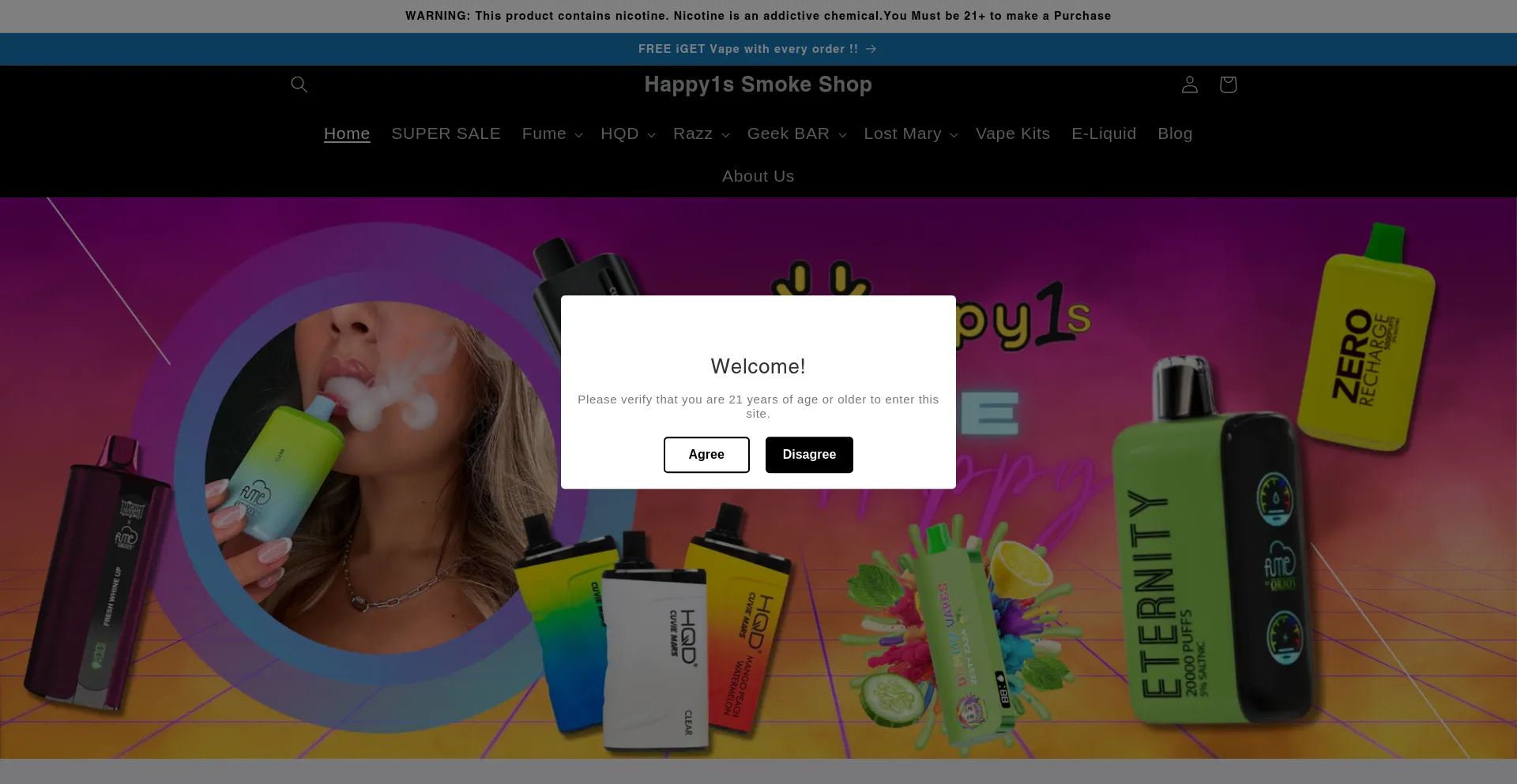 Website screenshot of Happyones.us