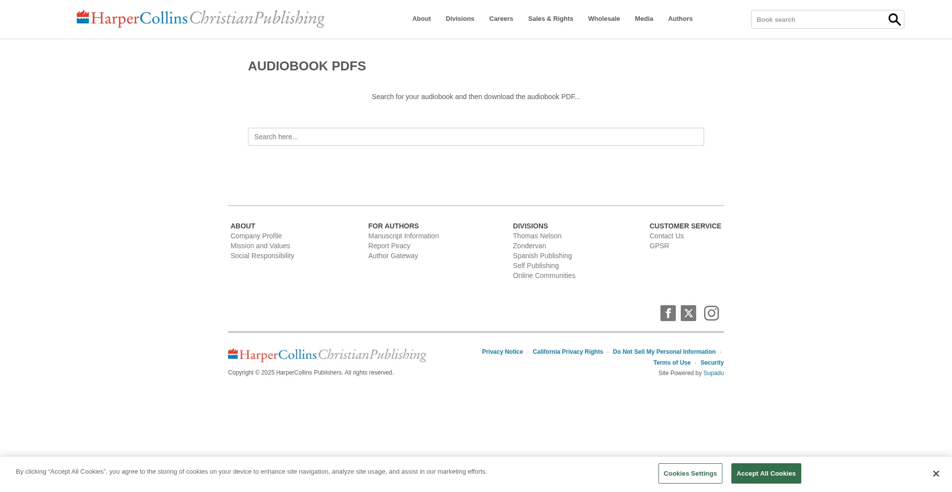 Website screenshot of Harperchristianaudio.com