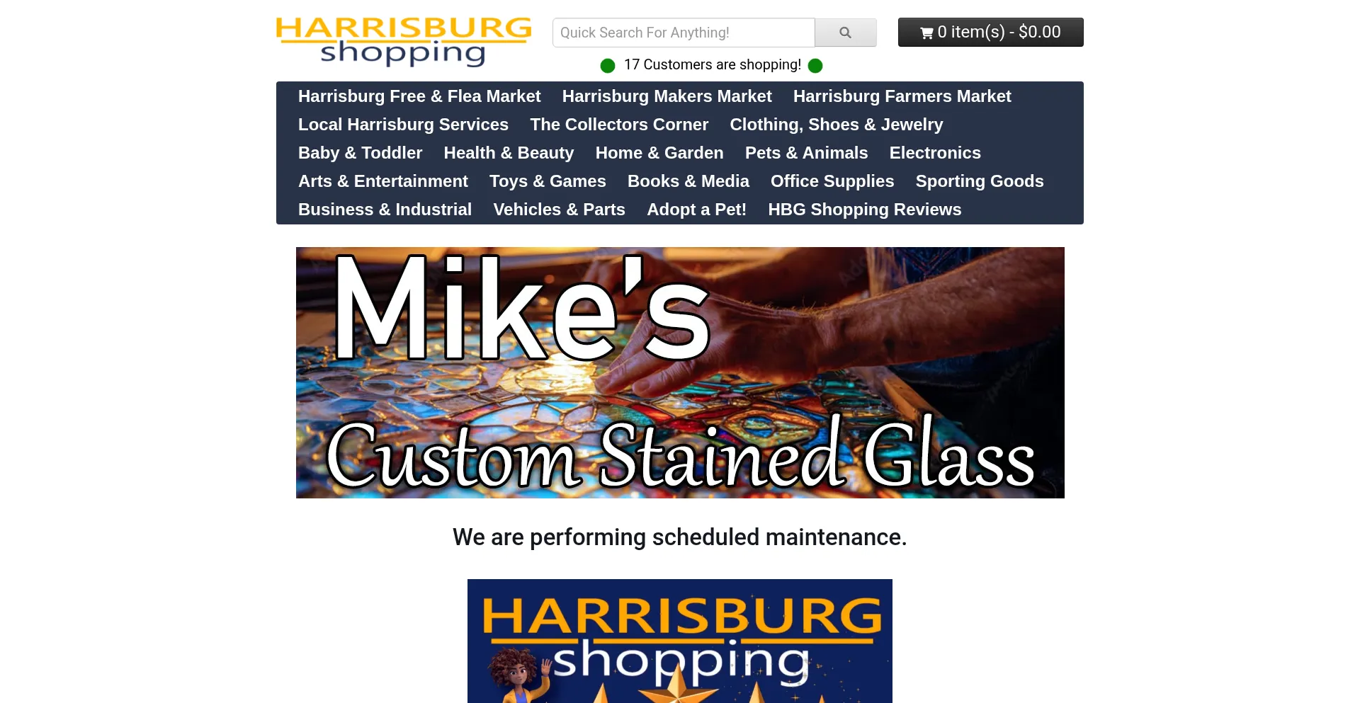 Website screenshot of Harrisburgshopping.com