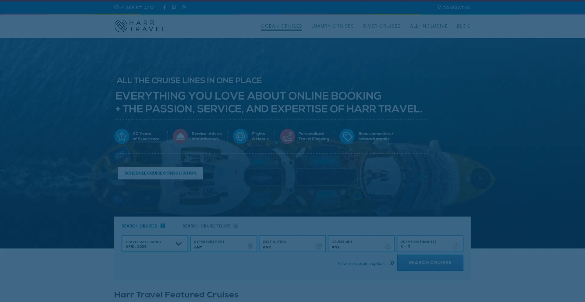 Website screenshot of Harrtravel.com
