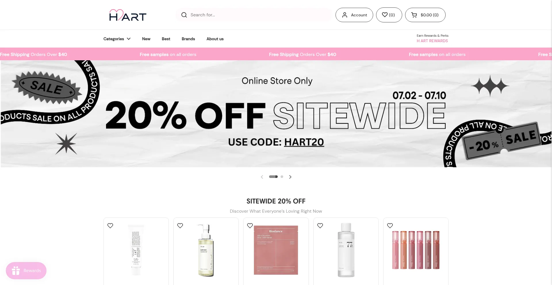 Website screenshot of Hartbeauty.com