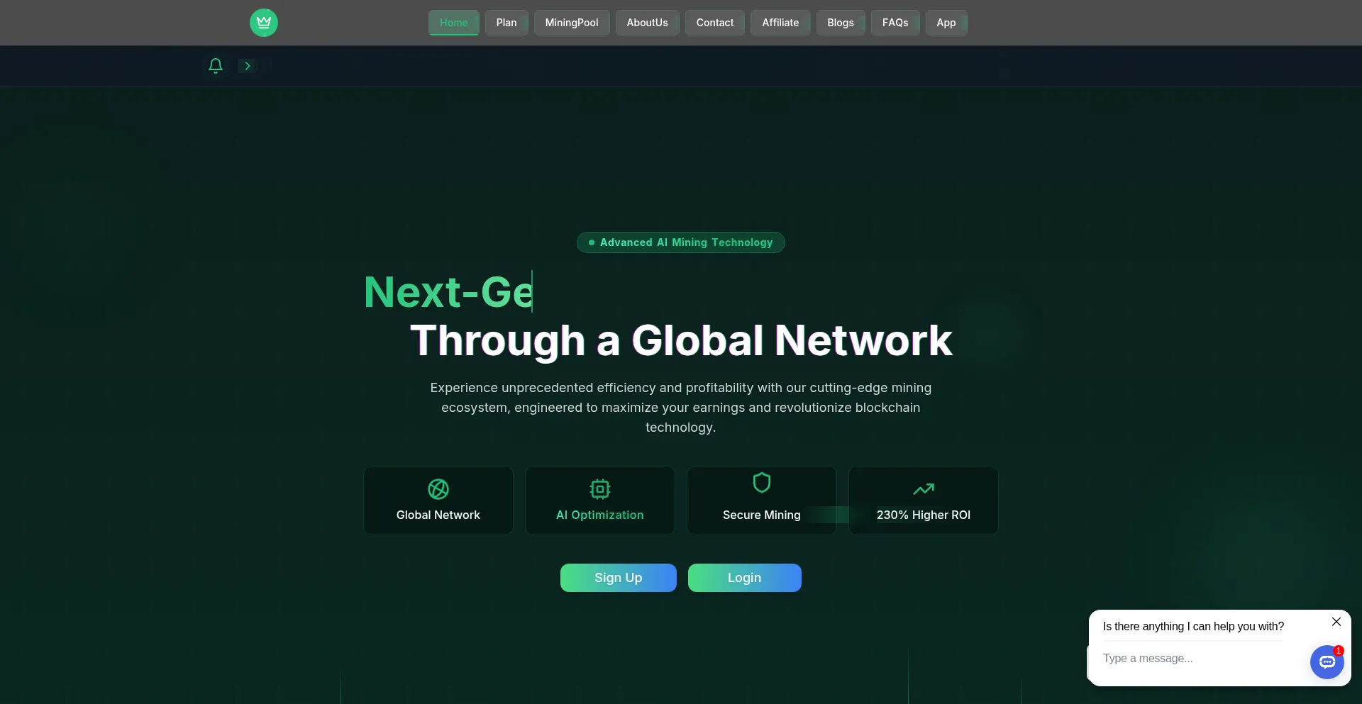 Website screenshot of Hashedmining.com