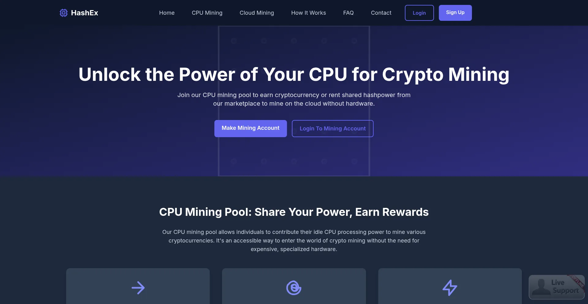 Website screenshot of Hashexe.com