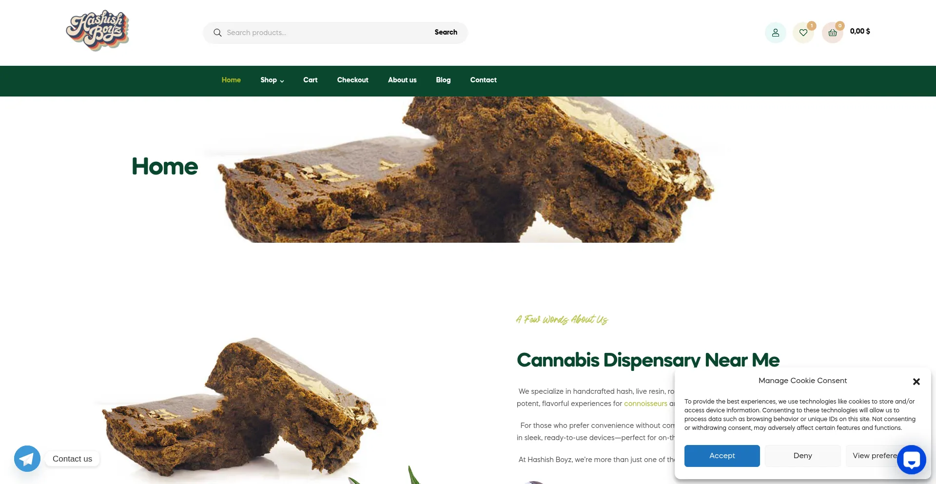 Website screenshot of Hashishboys.com