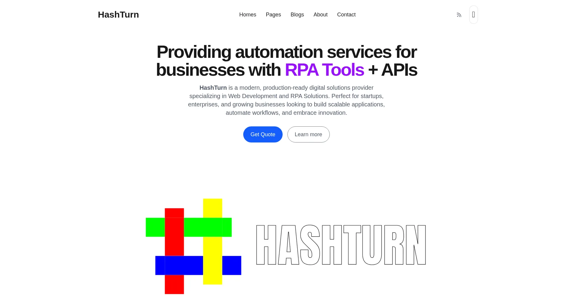 Website screenshot of Hashturn.com