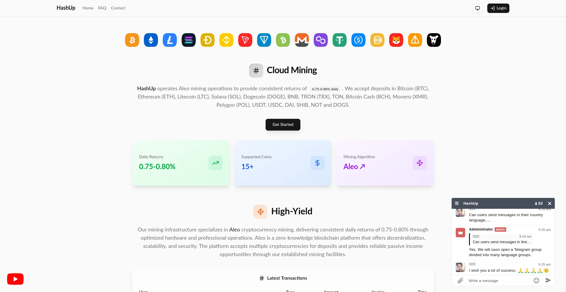 Website screenshot of Hashup.cc