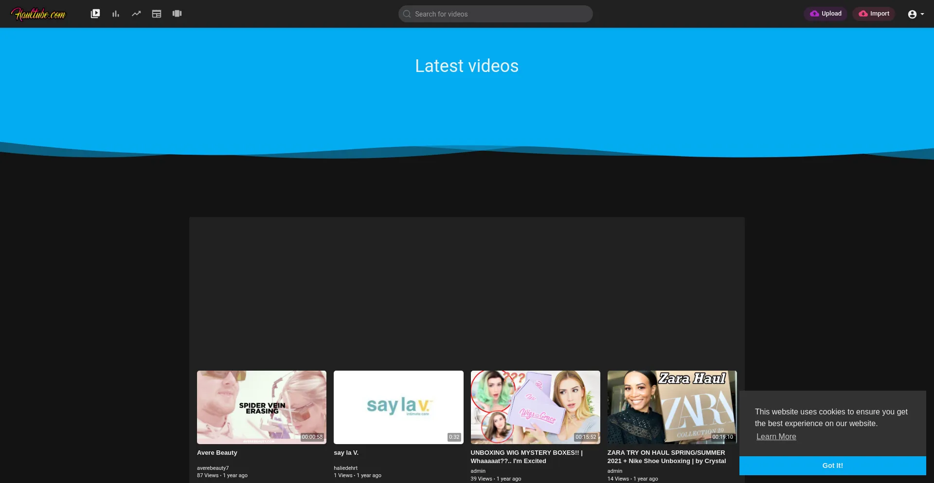 Website screenshot of Haultube.com