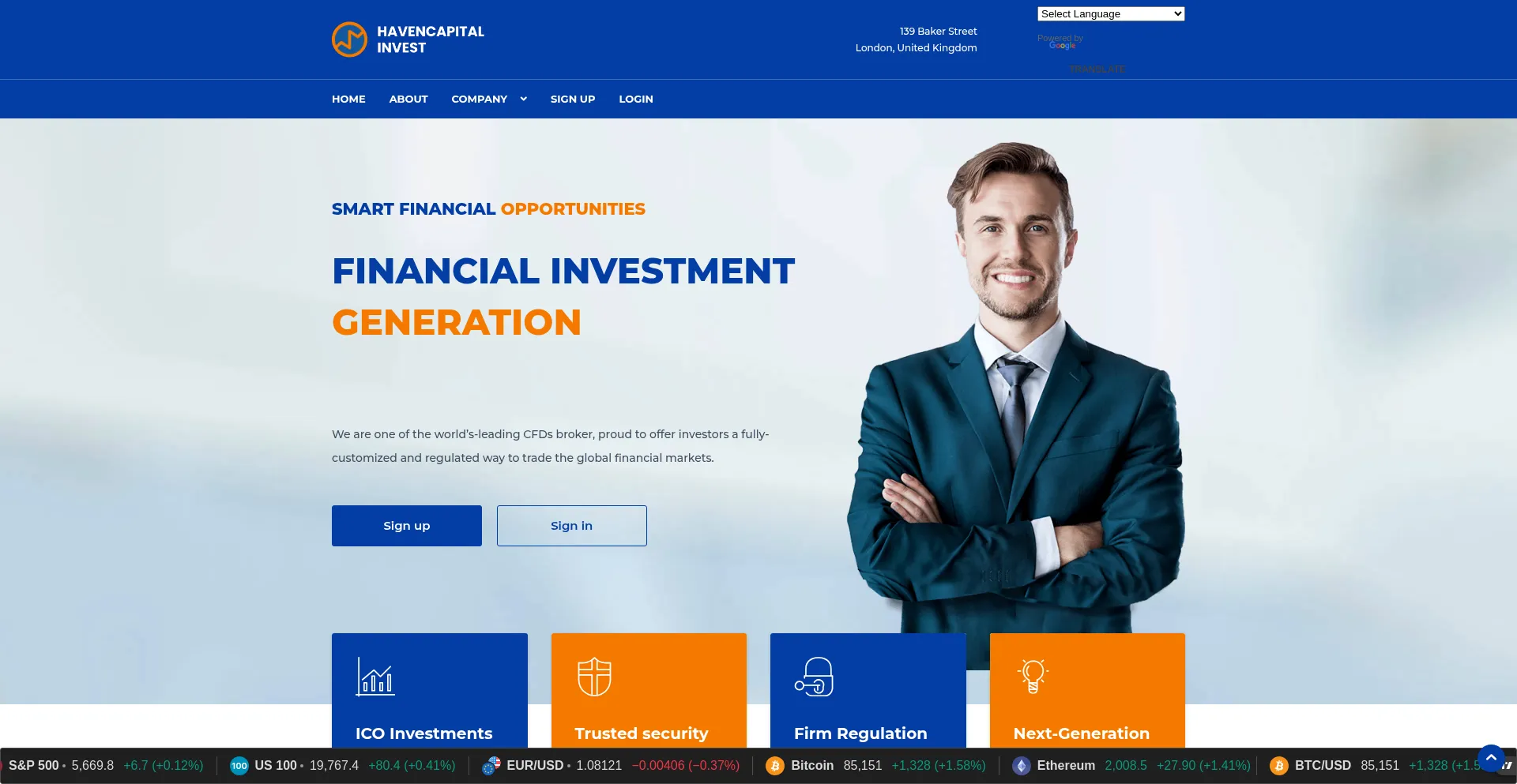 Website screenshot of Havencapitalinvest.com