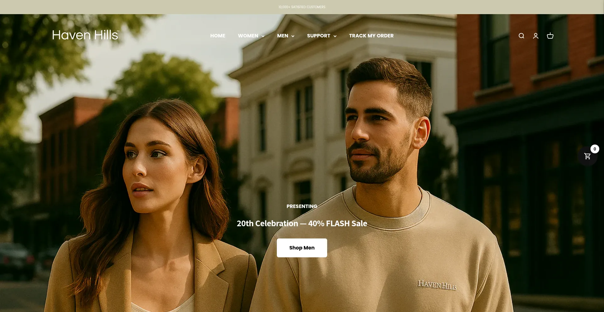 Website screenshot of Havenhillsapparel.com