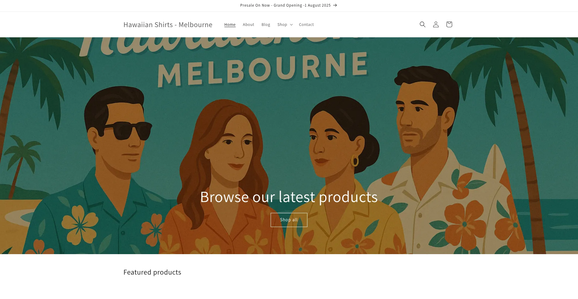 Website screenshot of Hawaiianshirts.melbourne