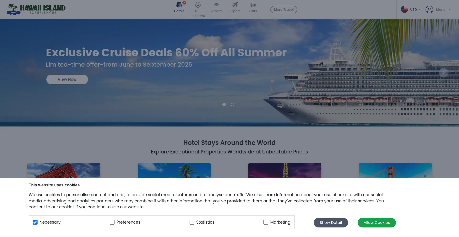 Website screenshot of Hawaiiislandexperiences.club