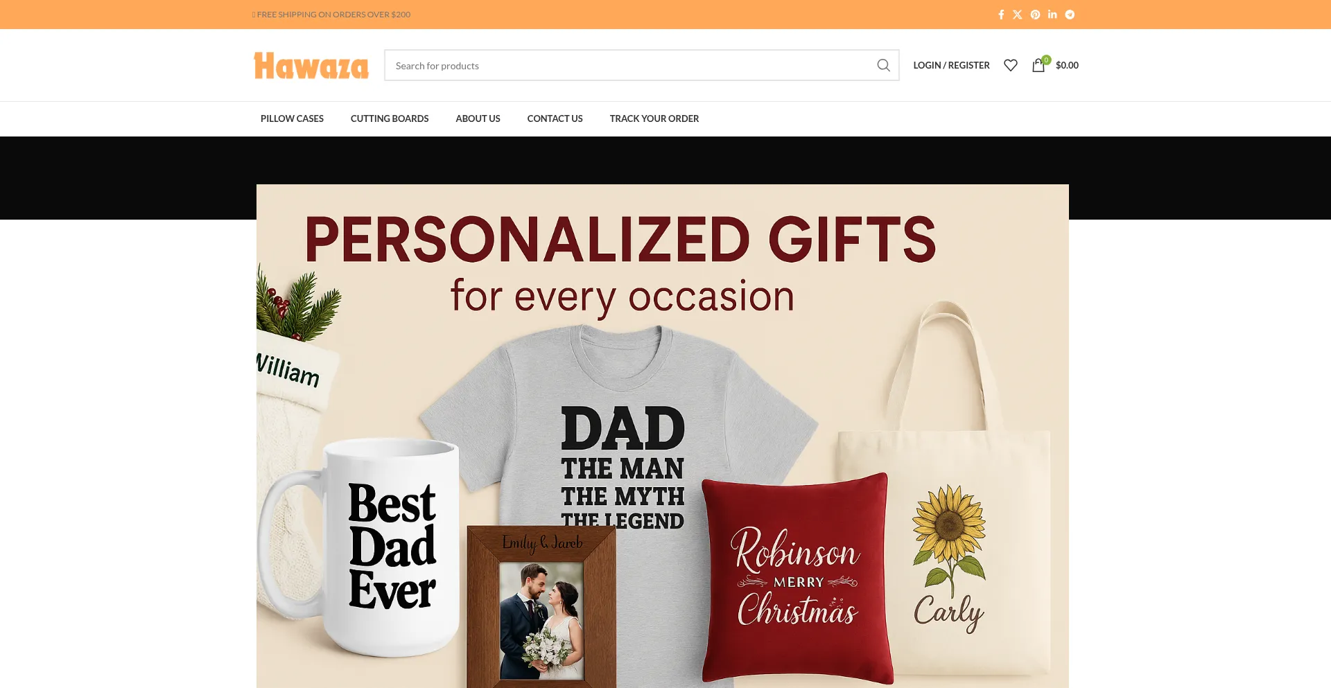 Website screenshot of Hawaza.com