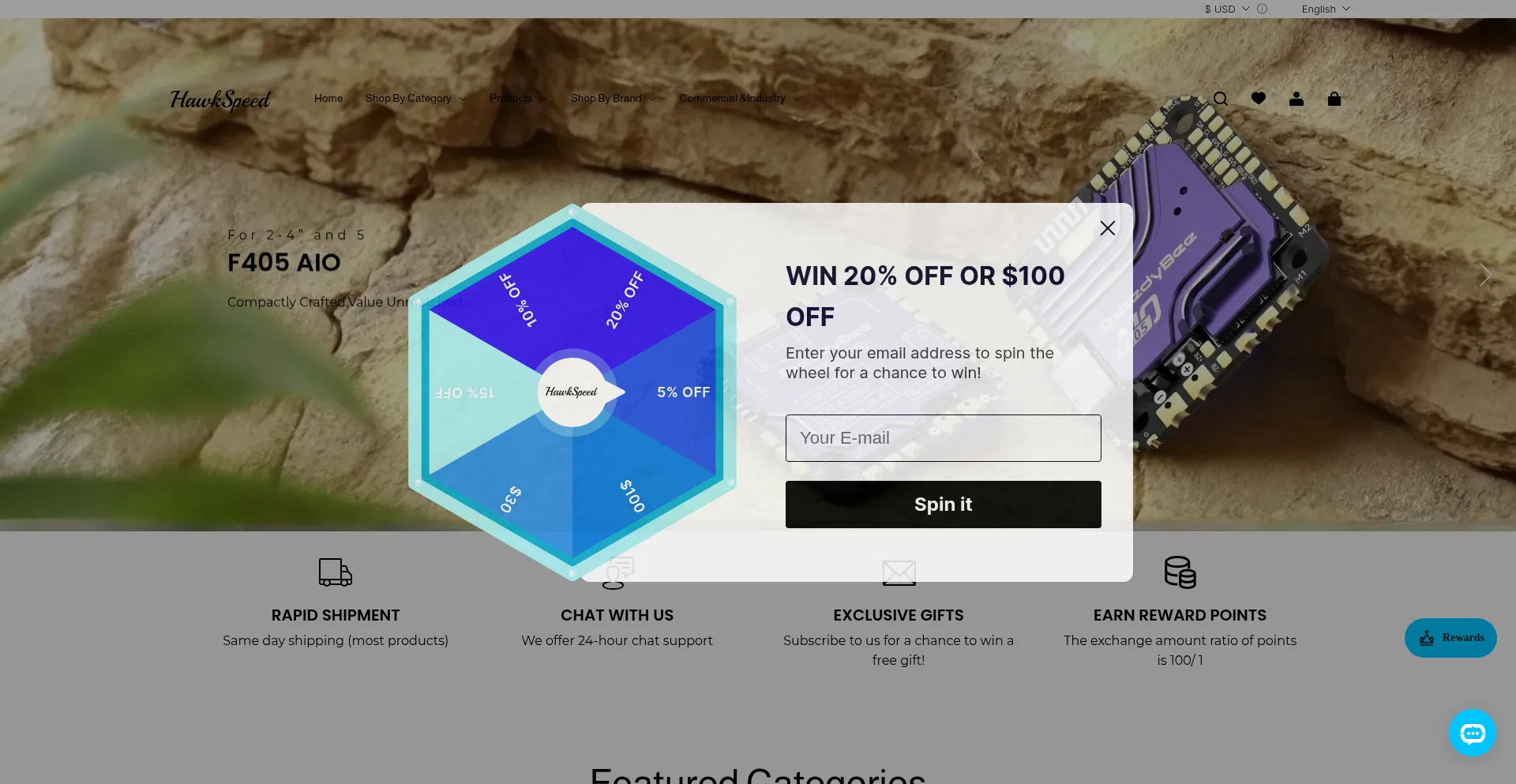 Website screenshot of Hawkspeedfpv.com