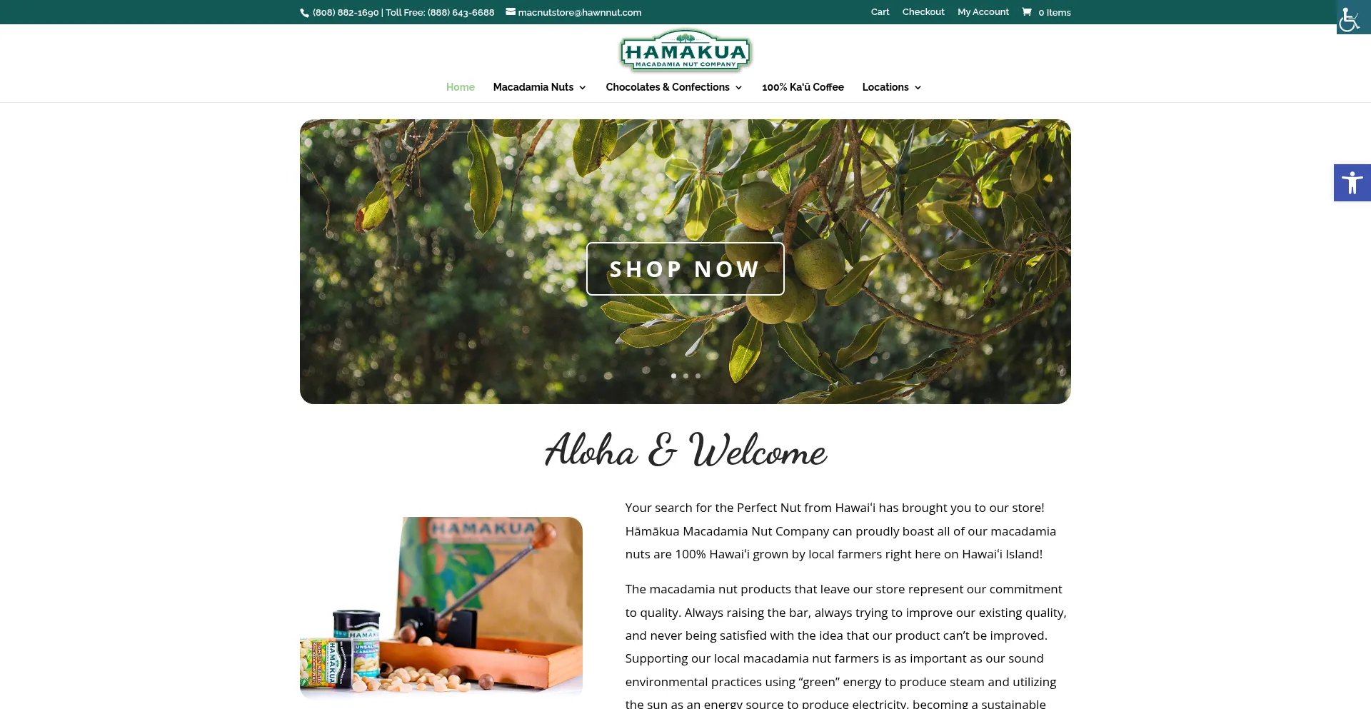 Website screenshot of Hawnnut.com