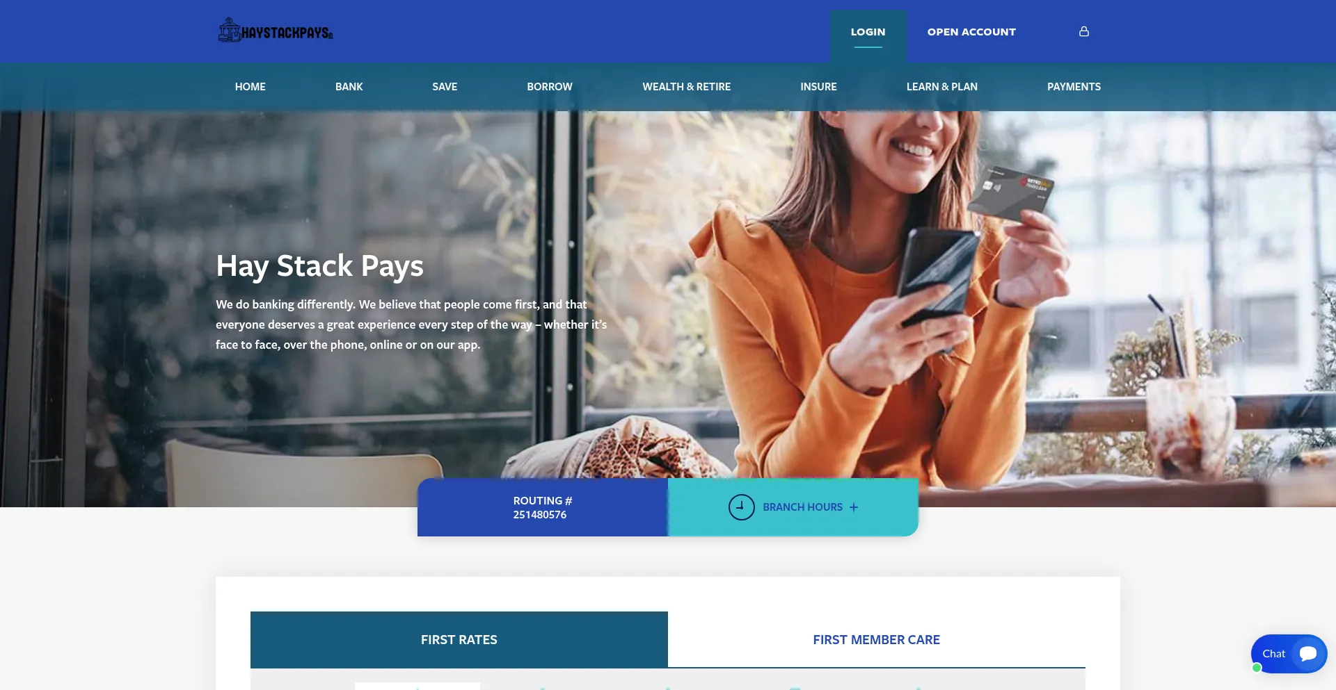 Website screenshot of Haystackpays.com