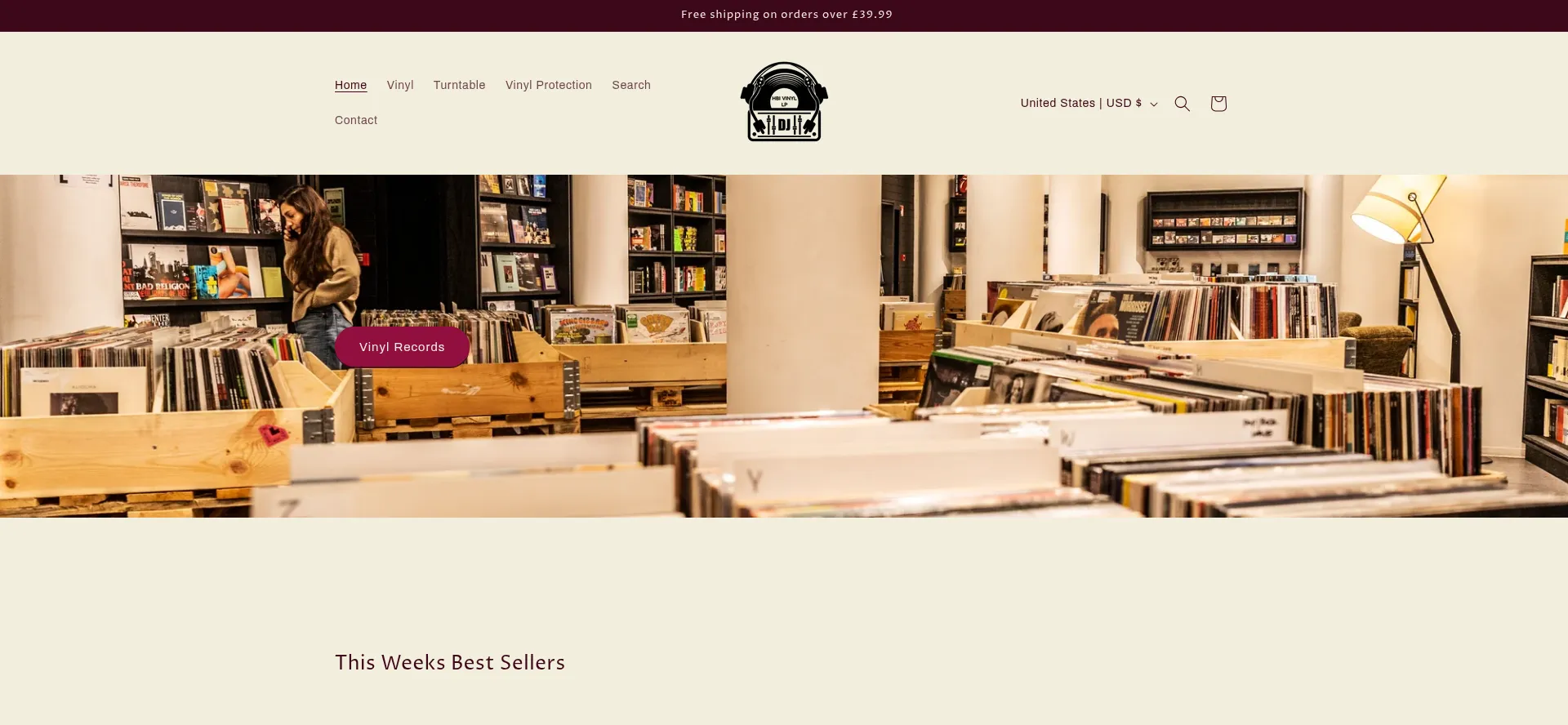 Website screenshot of Hbivinyl.com