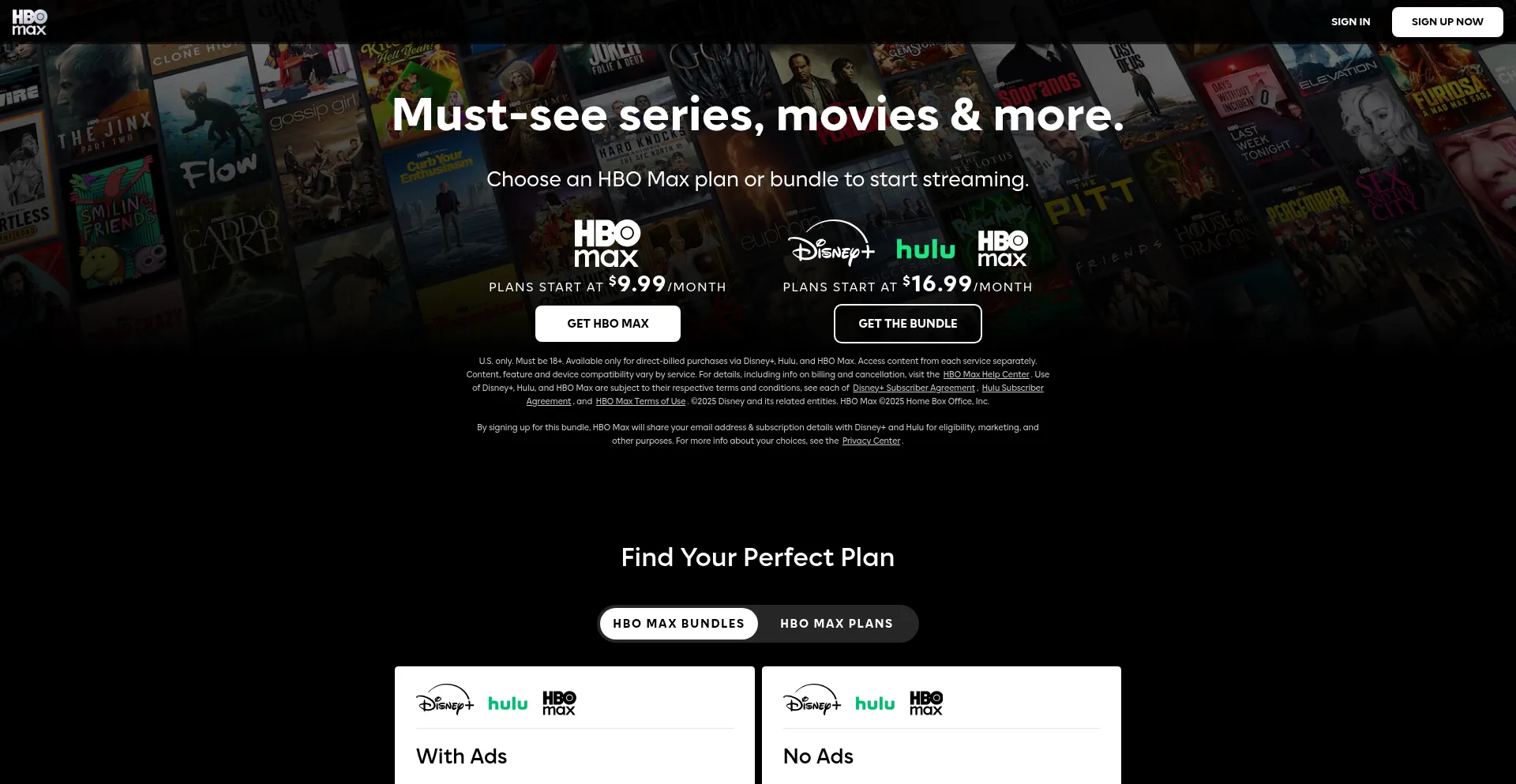 Website screenshot of Hbomax.com