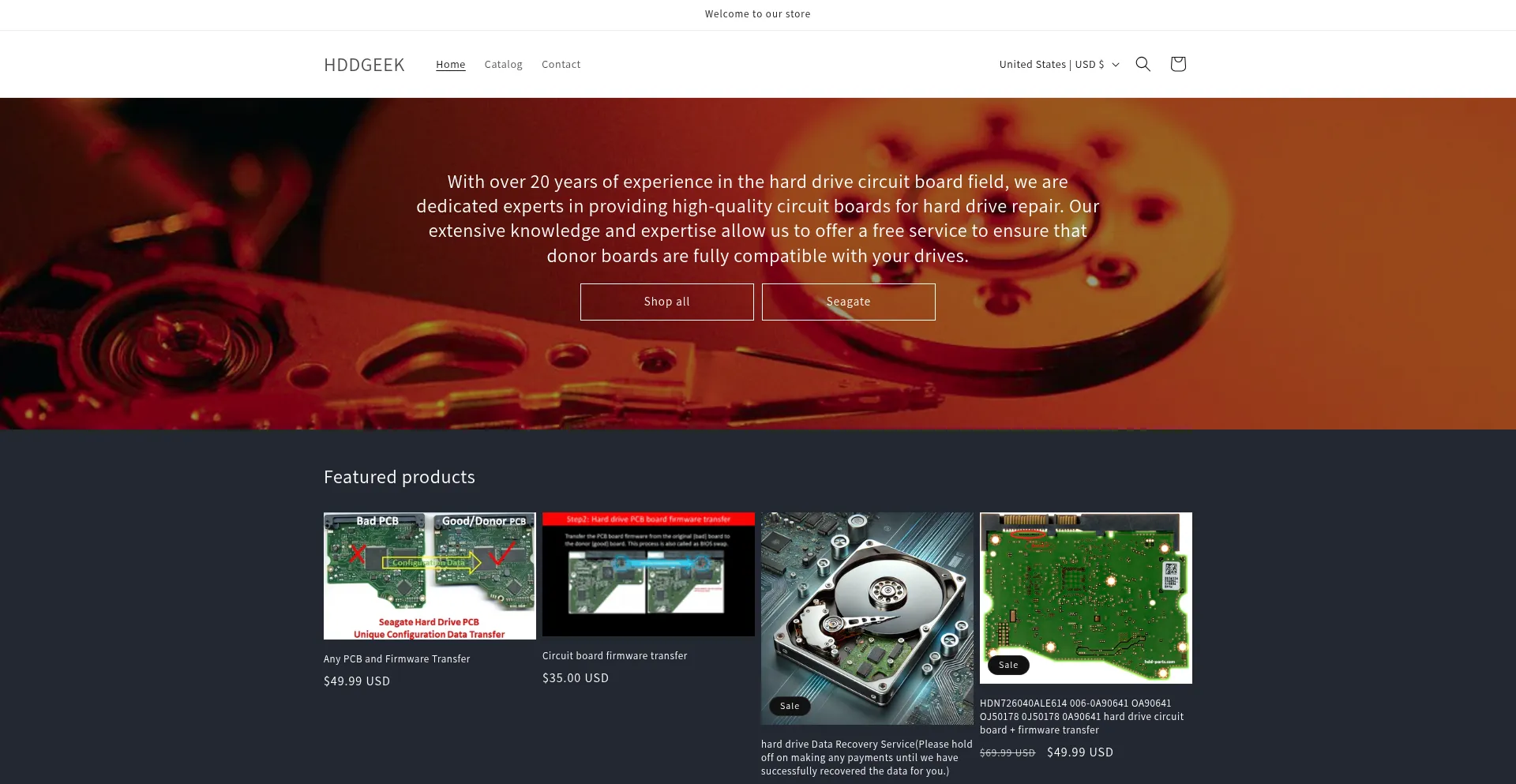 Website screenshot of Hddgeek.com