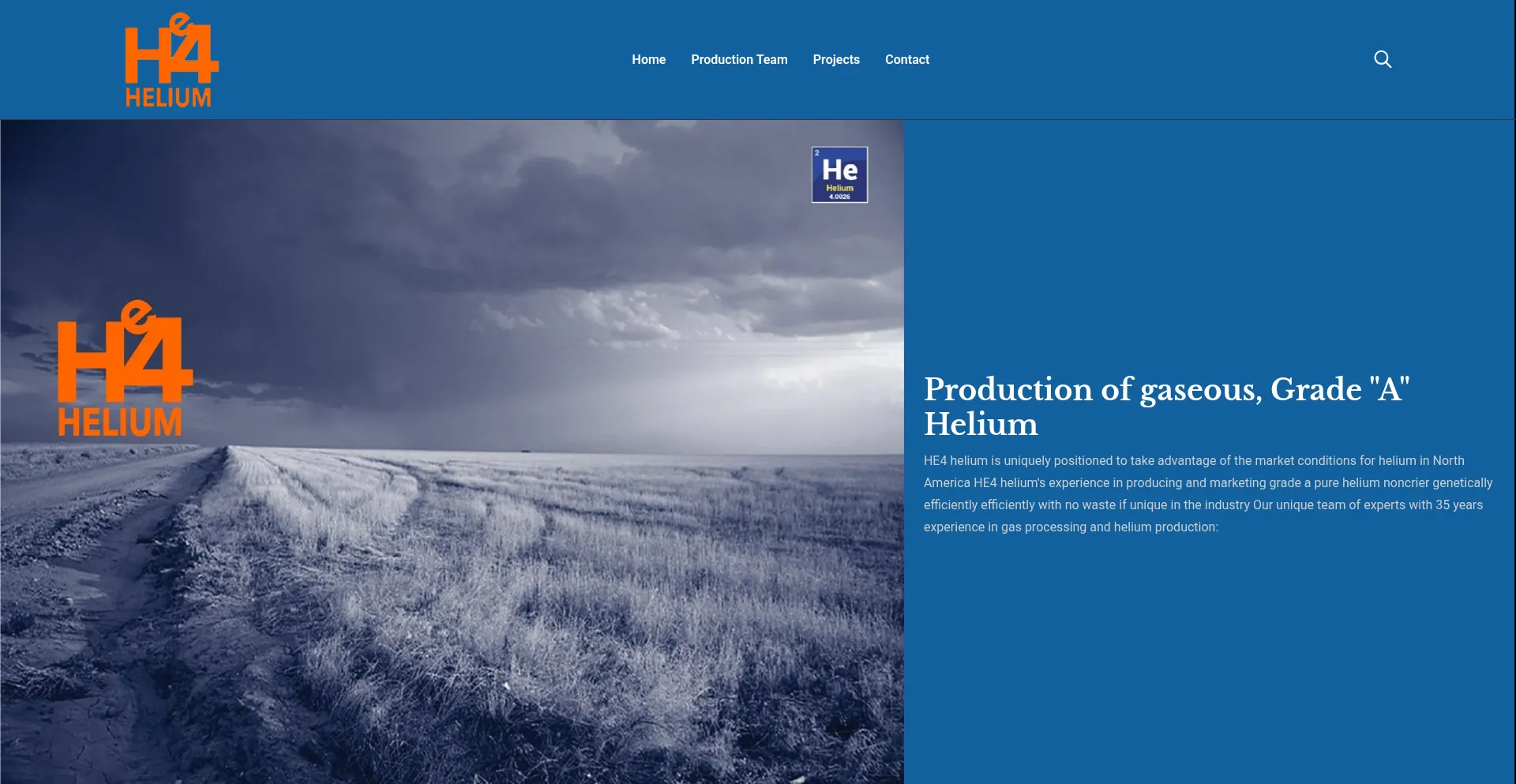 Website screenshot of He41helium.com