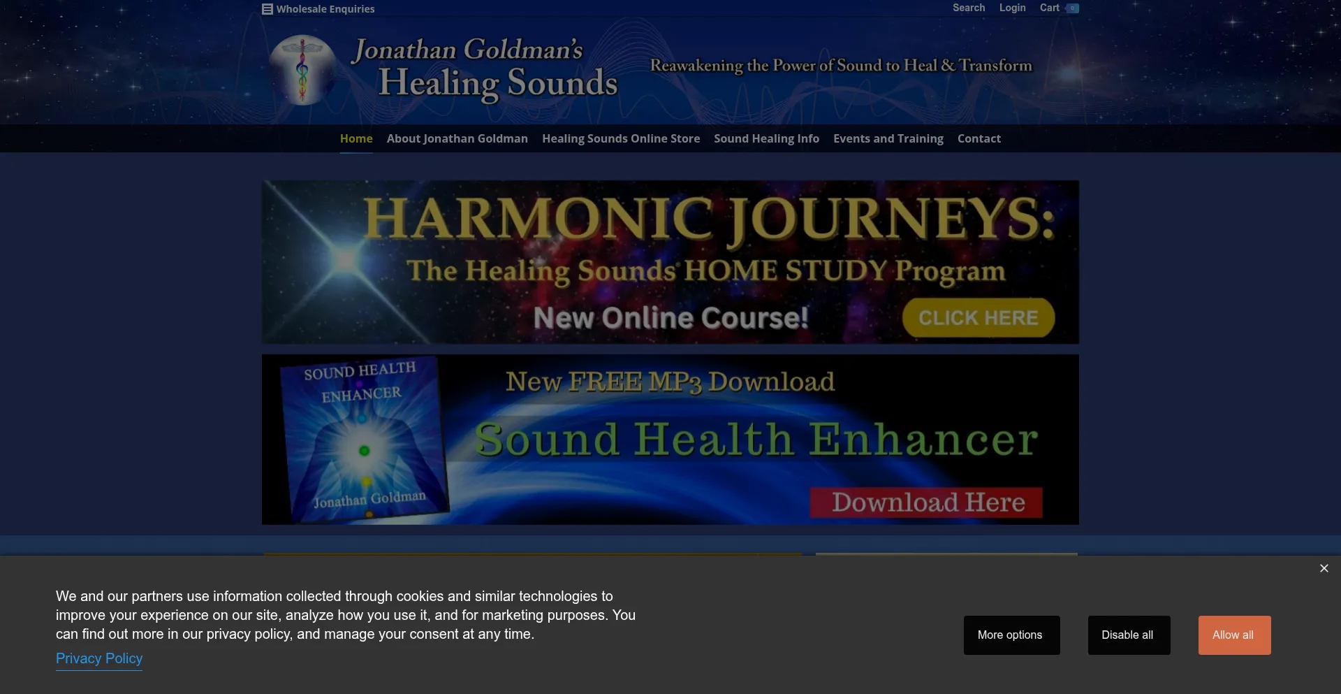 Website screenshot of Healingsounds.com
