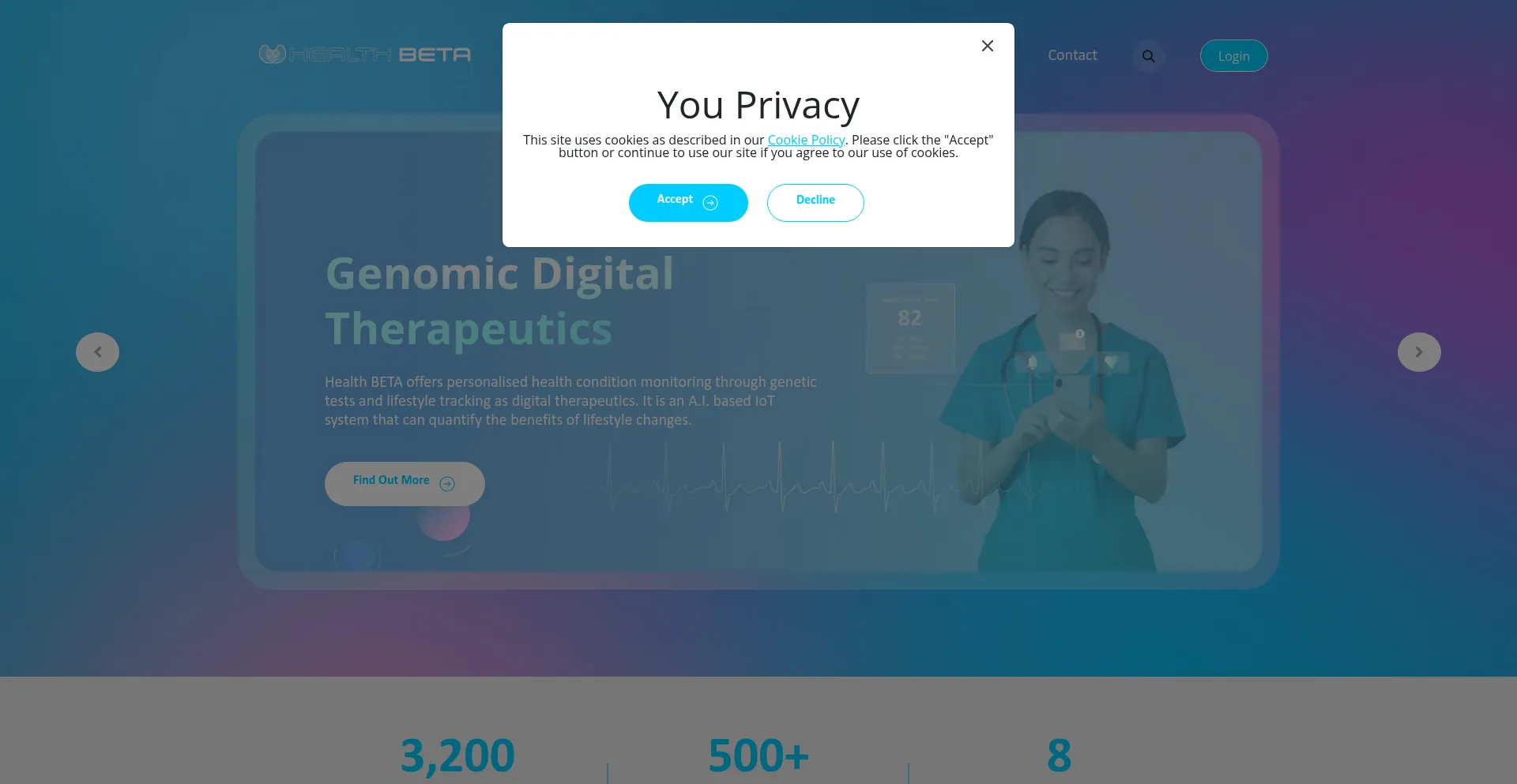 Website screenshot of Healthbeta.co