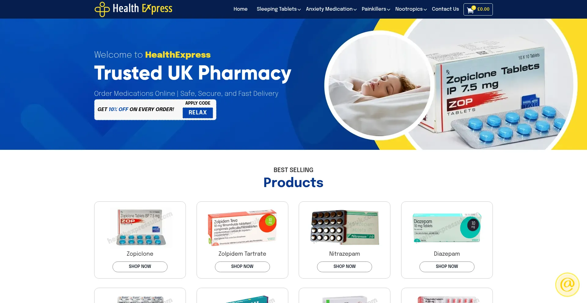 Website screenshot of Healthexpressuk.com