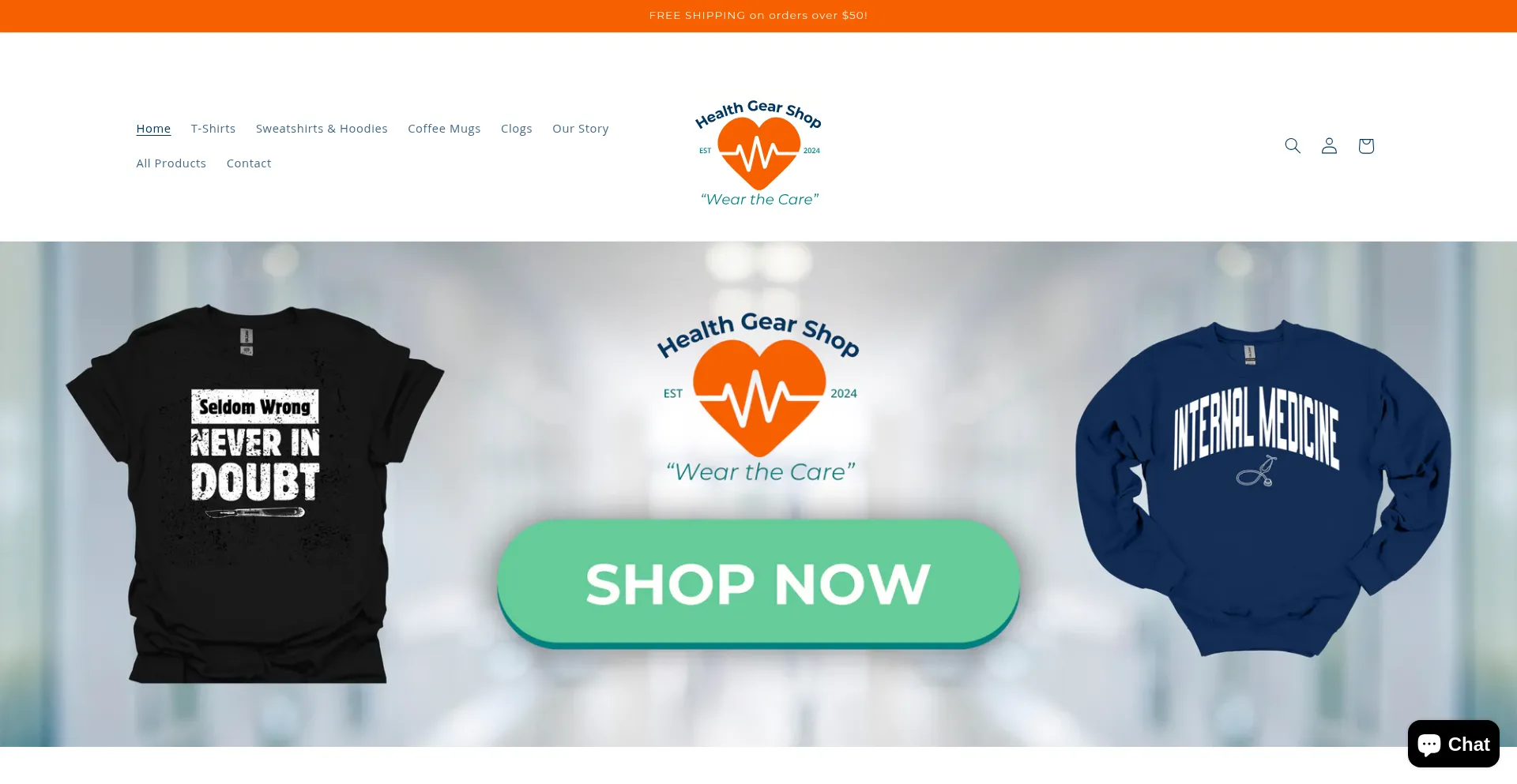 Website screenshot of Healthgearshop.com