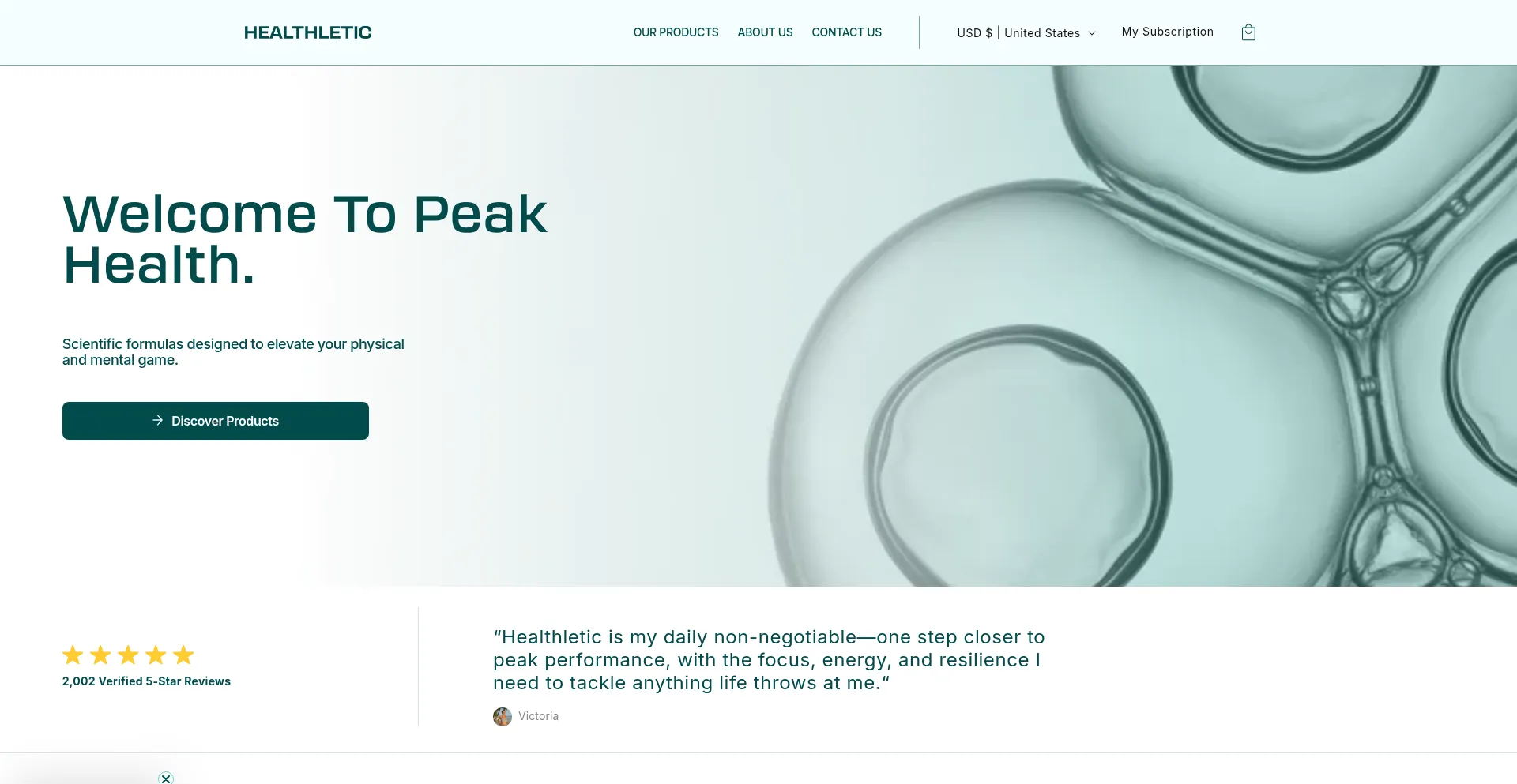 Website screenshot of Healthletic.io