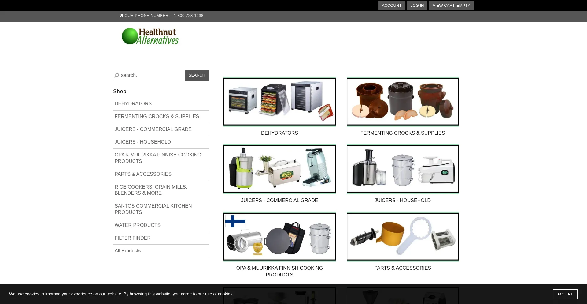 Website screenshot of Healthnutalternatives.com