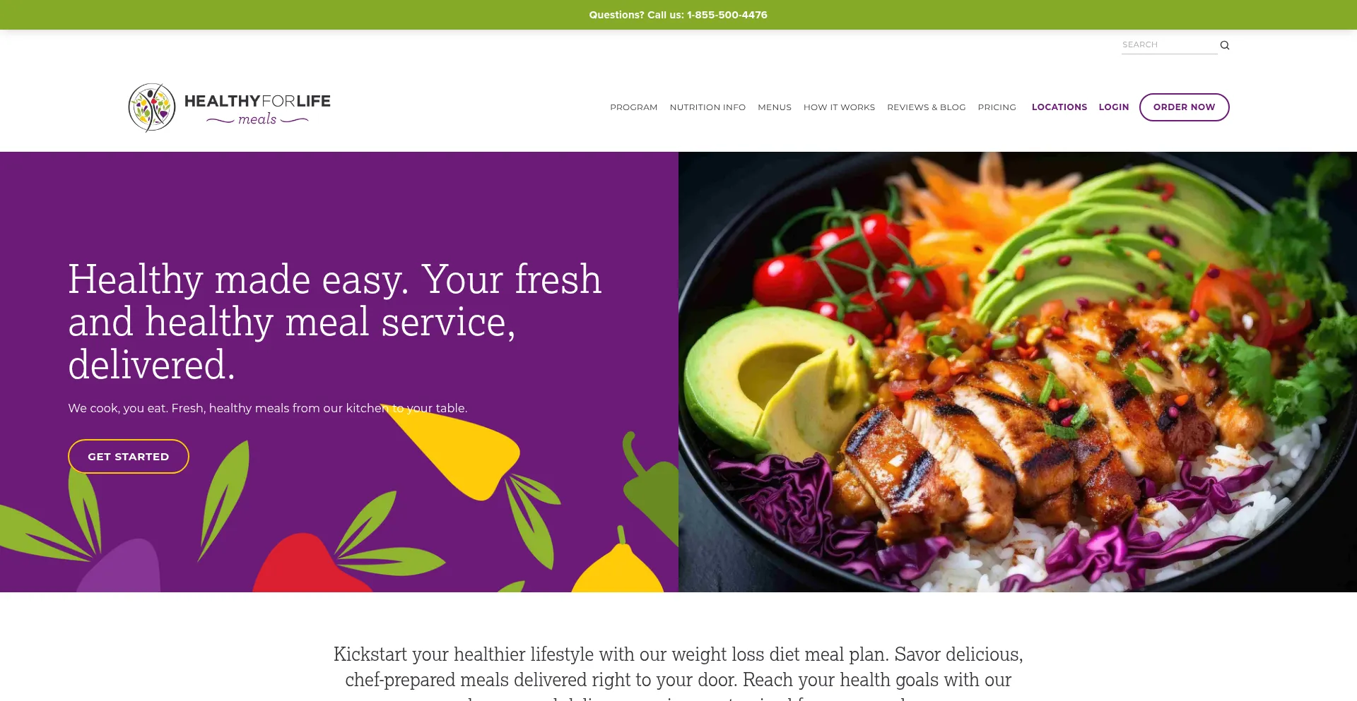 Website screenshot of Healthyforlifemeals.com