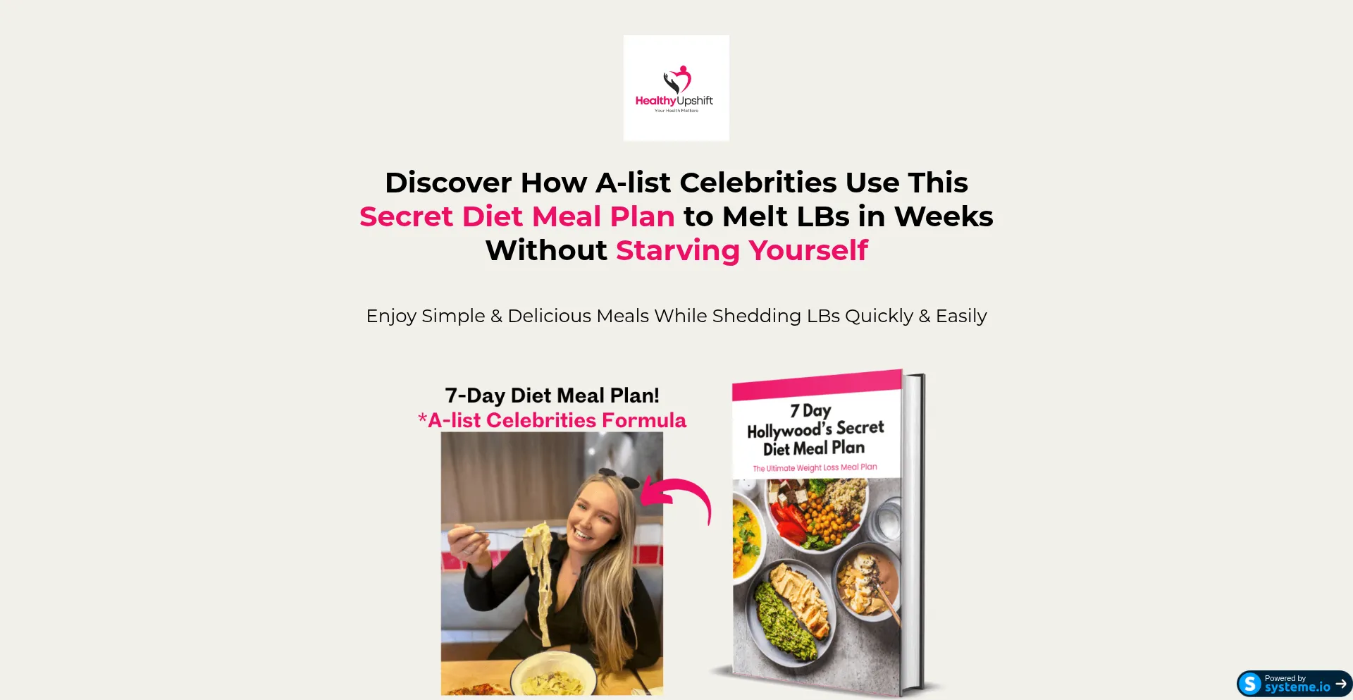 Website screenshot of Healthyupshift.com