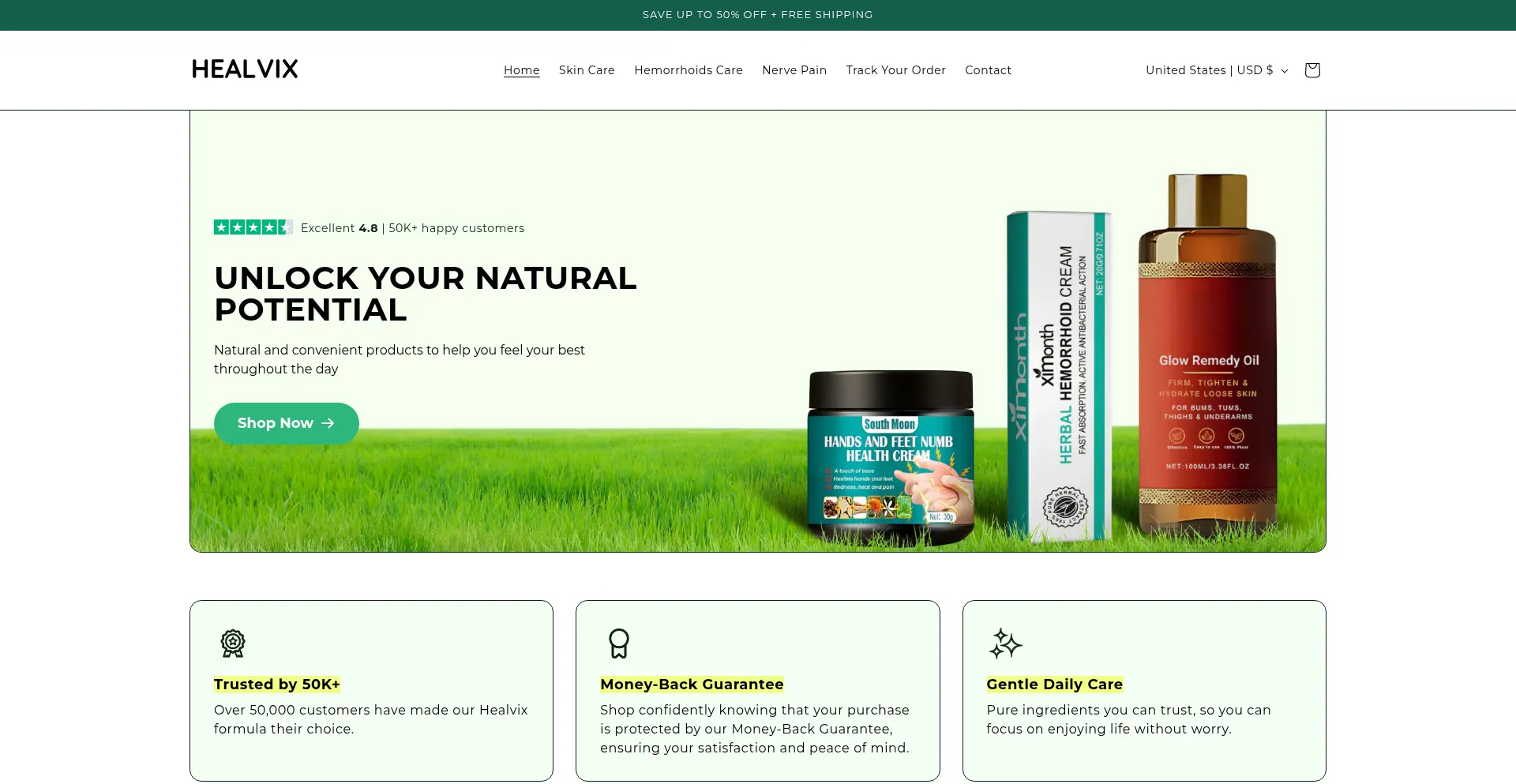 Website screenshot of Healvix.com