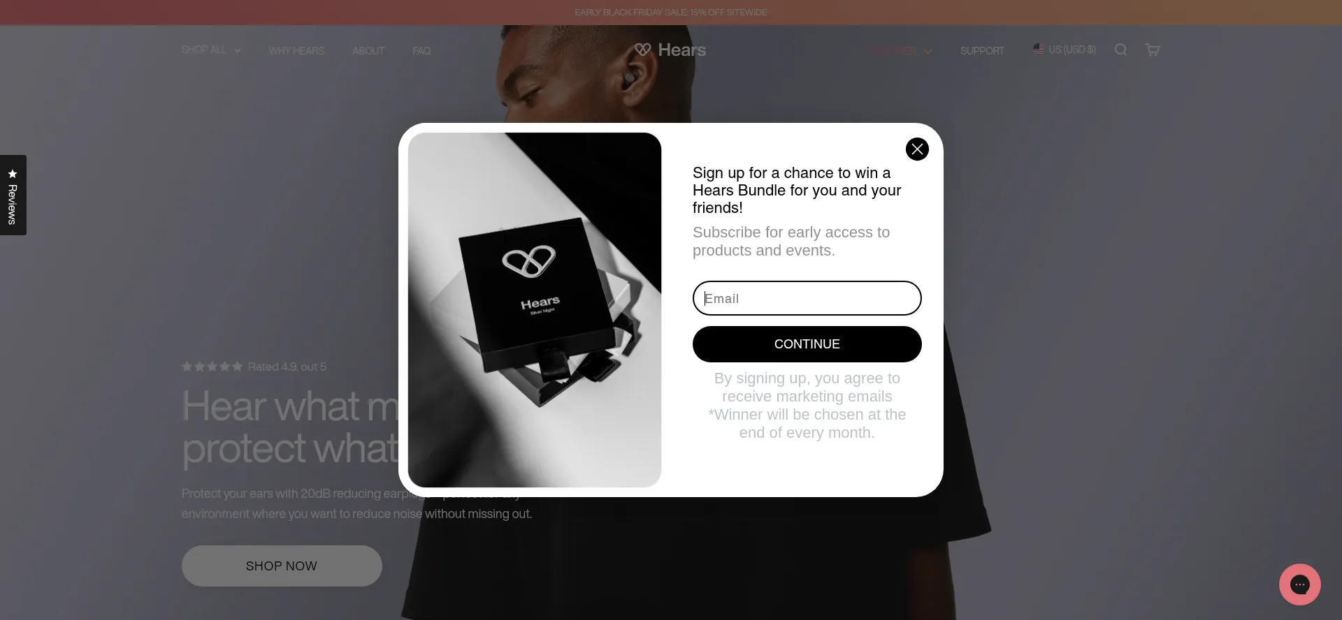 Website screenshot of Hears.com