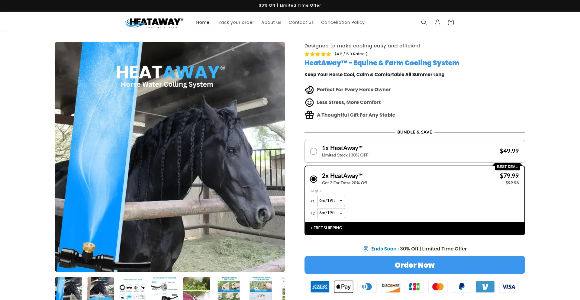 Website screenshot of Heataway.us