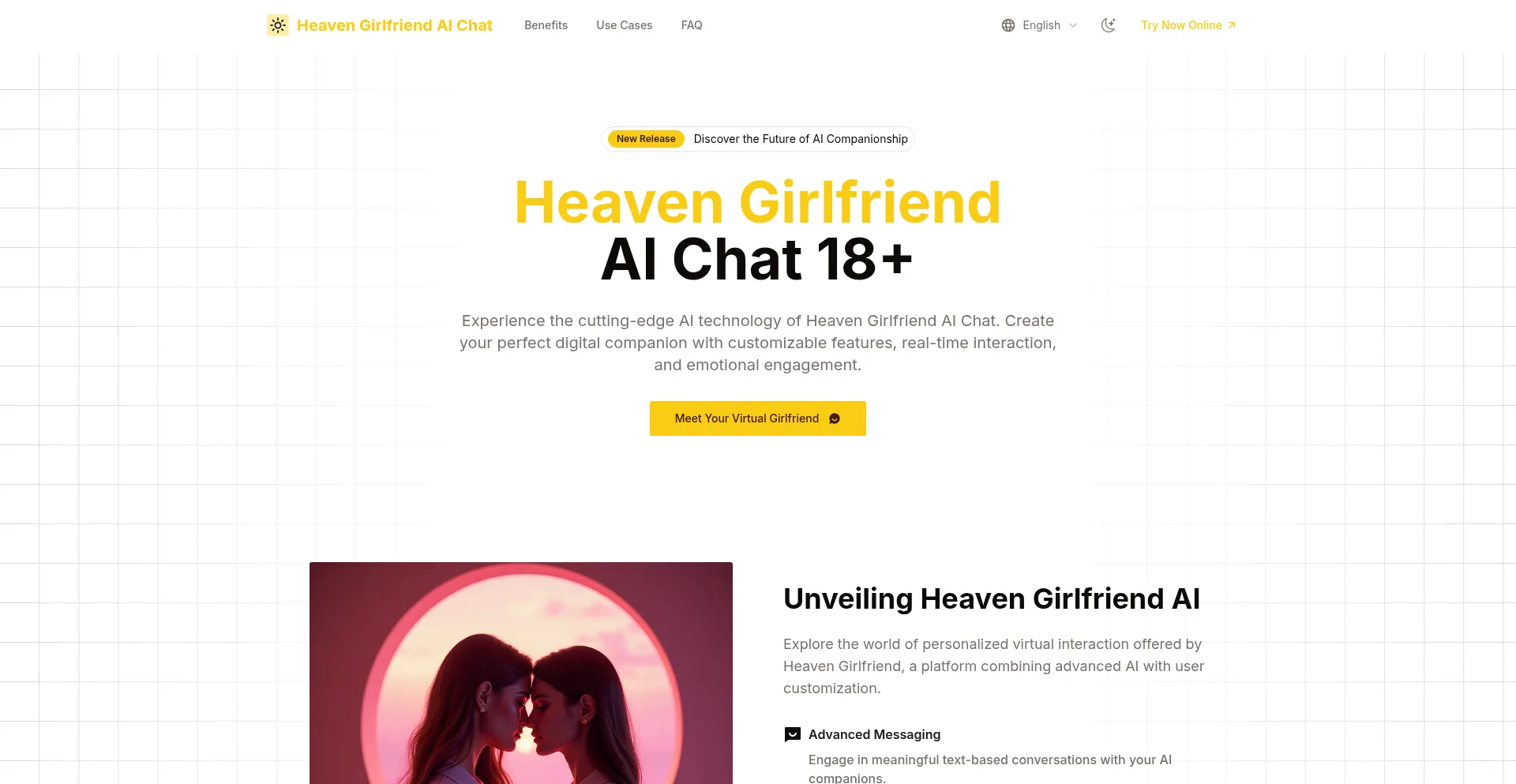 Website screenshot of Heavengirlfriend.online